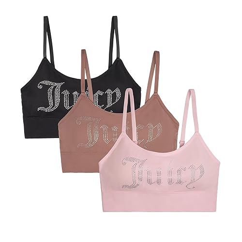 Juicy Couture Women's Multipack Seamless Comfort Lounge Wirefree Bralettes - Small - Jelly Belly/Cookie/Black - 3