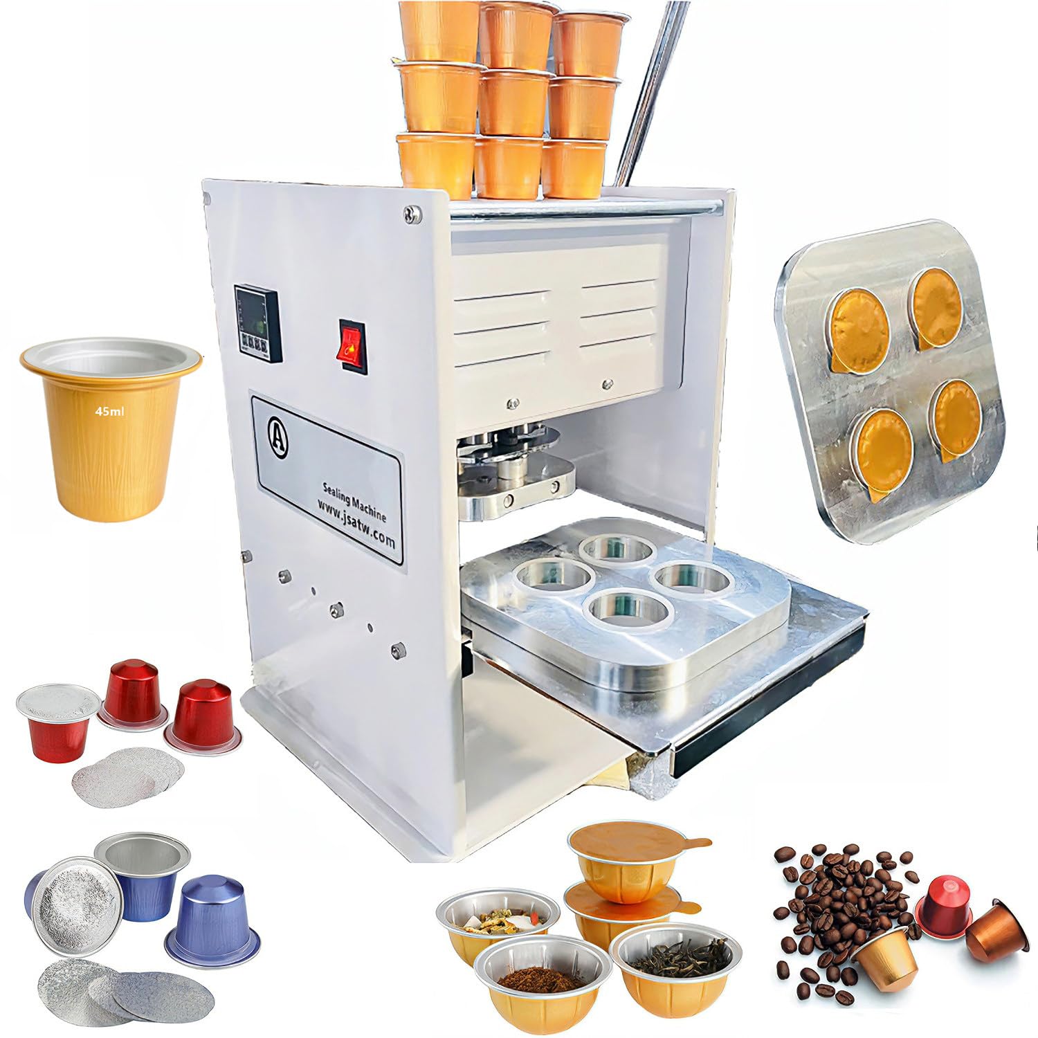 Manual Heat Sealing Machine With Metal Housing For Food Packaging And Cafes (45Ml)