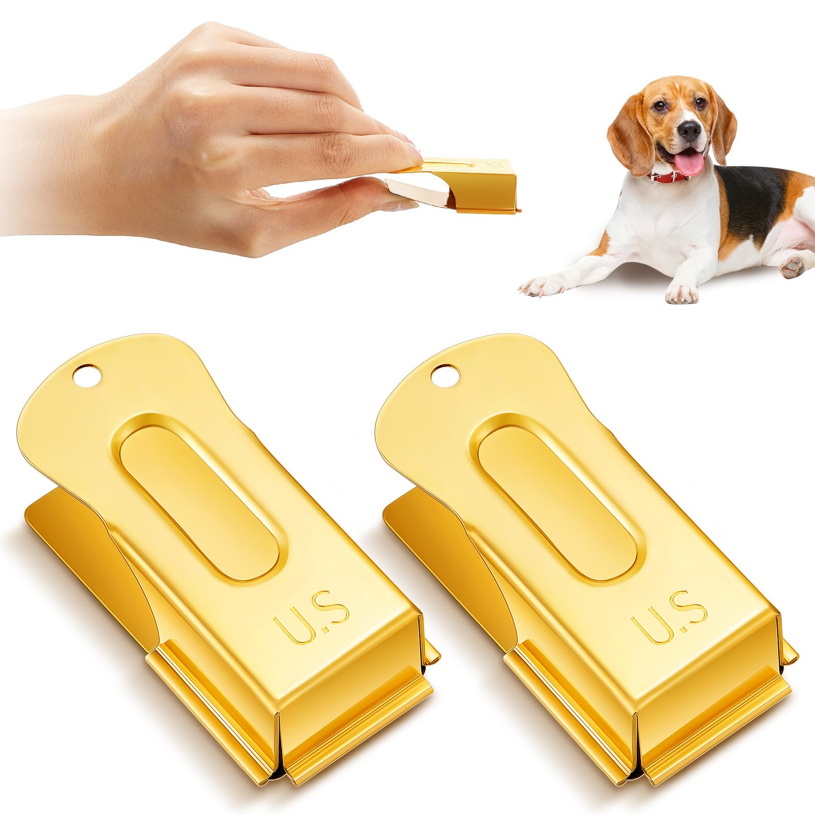 2 Pcs Dog Training Clicker Brass Cricket for Dogs Cats, Gold