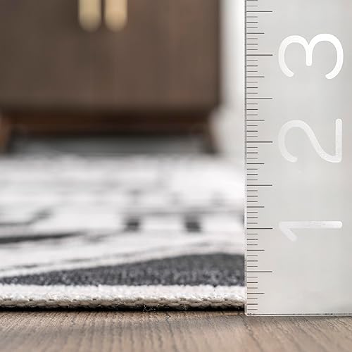 Miniatura 2 de nuLOOM Evia Tribal Stripes - Alfombra lavable a máquina, 8 x 10, color carbón