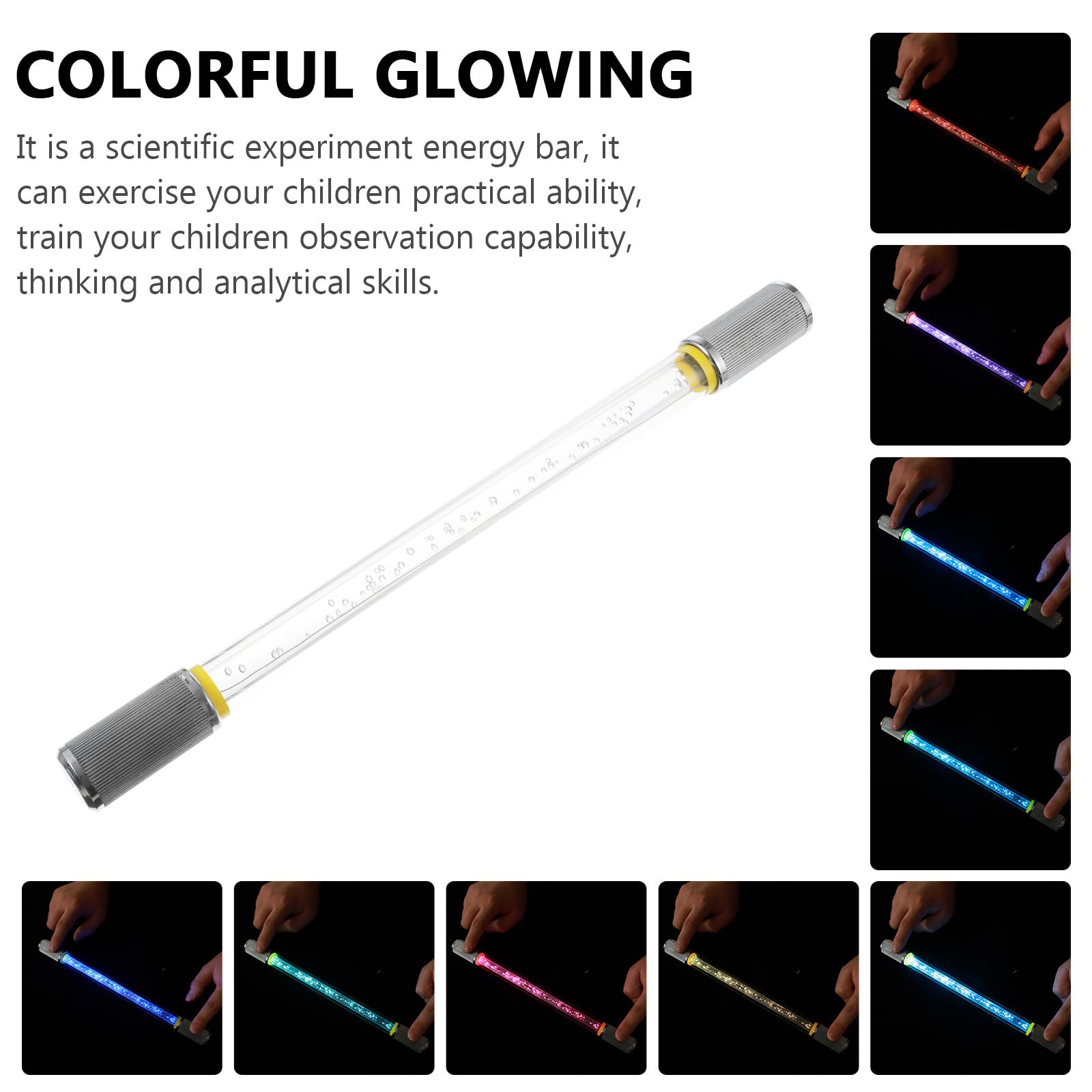 Mikinona Kit Scientifique en ABS pour Garçon et Filles Tige Conductrice Lumineuse Colorée Améliore la Cognition Scientifique, pour Expériences D'électricité et Apprentissage