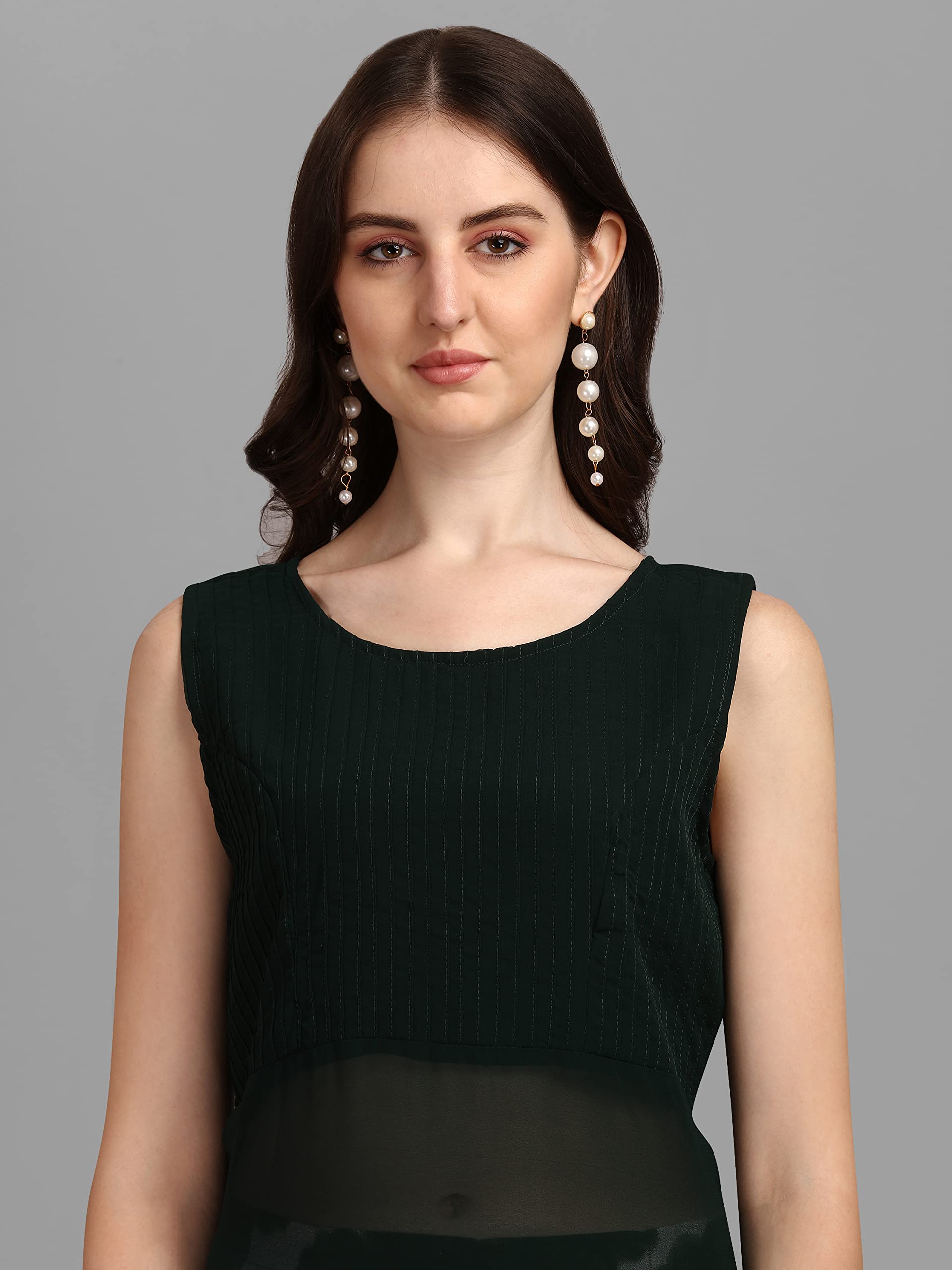 Gufrina Women's Rayon Kurta Pant With Round Neck Sleeveless Solid Pattern Calf Length A Line Style And Regular Fit