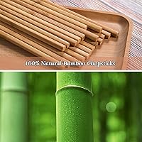 Vista 2 de 10 pares de palillos de bambú, reutilizables, naturales, saludables, de bambú de 9.8 pulgadas, estilo chino clásico para cocina, comedor, gourmet