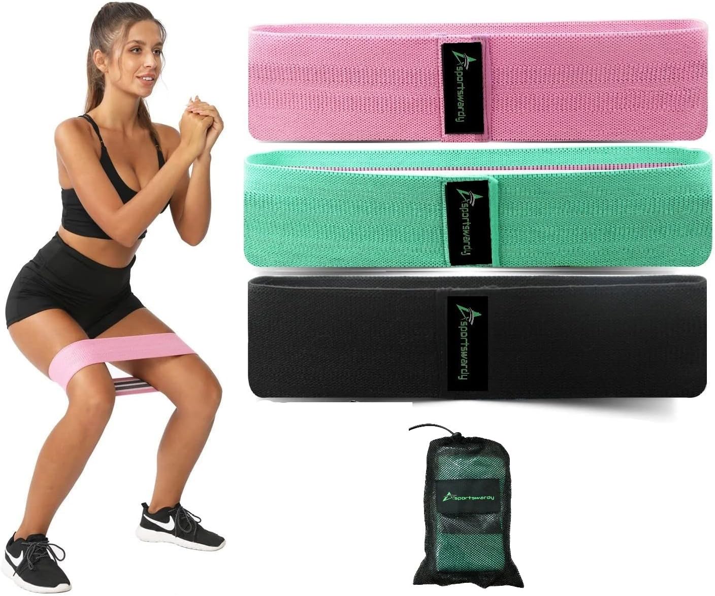 Resistance Bands Set, Booty Bands for Women and Men, Best Exercise Bands, Workout Bands, Fitness Bands for Legs and Butt, Hip Circle Lift, Thigh, Squat, Yoga, at Home Fitness or Gym