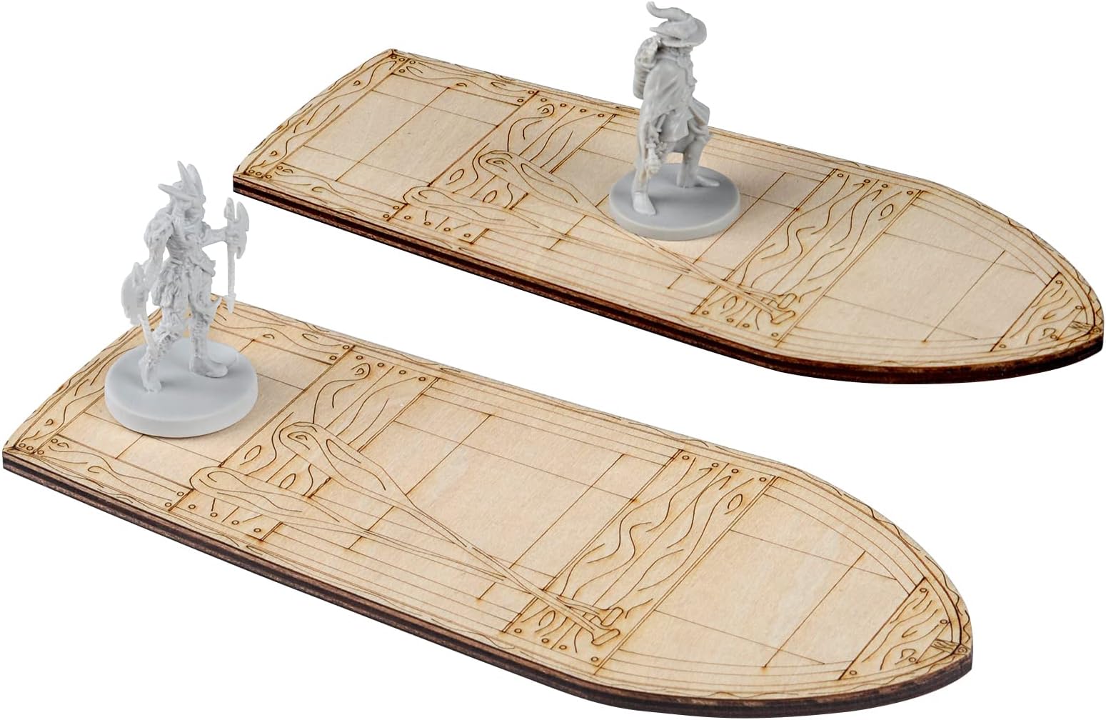 CZYY Wooden Row Boat 2-Pack, Laser Cut, Holds Up to 8 1" Miniatures (Not Included), Perfect for D&D, Dungeons and Dragons, Pathfinder or Other Tabletop RPGs