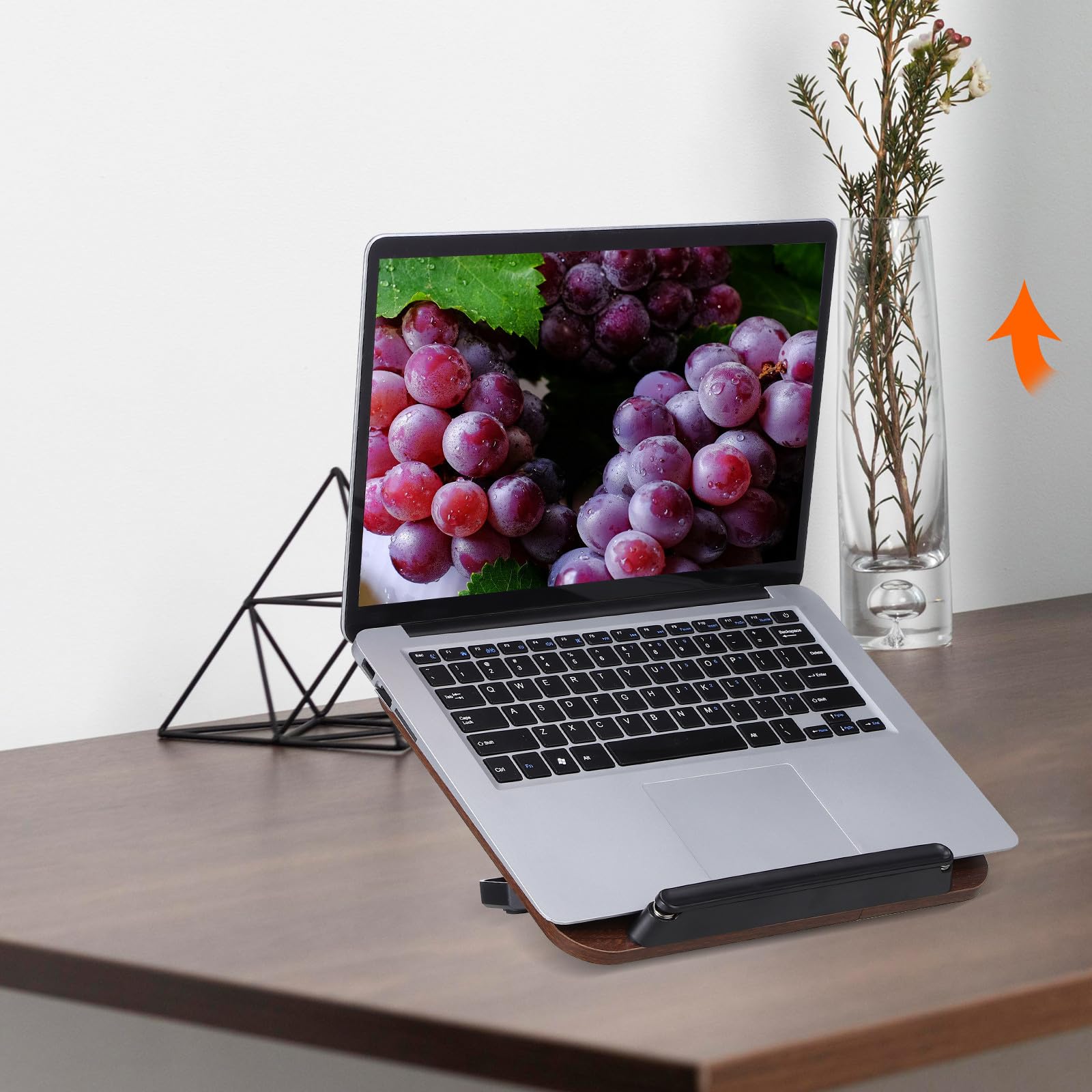Leggio da Scrivania in Noce Regolabile 13 Livelli, Supporto Multifunzionale per Libri, Riviste e Tablet, Porta Libro per Ufficio, Cucina e Biblioteca, Scaffale Lettura Ergonomico