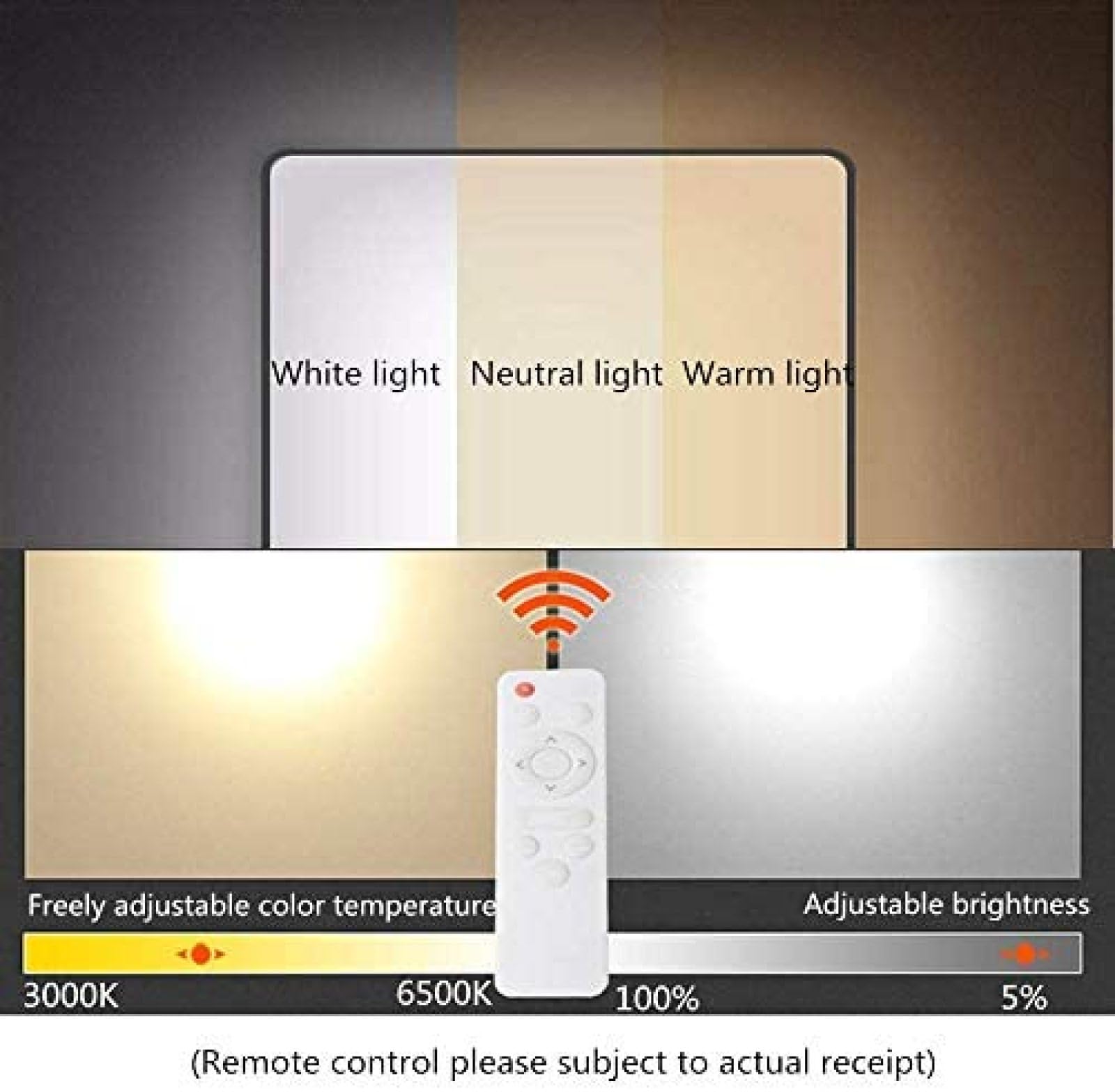 Nowoczesna Lampa Sufitowa LED Z Możliwością Przyciemniania, 120 W, 10200 Lm, 3000-6500 K, Ultracienka Kwadratowa Lampa Sufitowa Z Pilotem, Odpowiednia Do Łazienki, Sypialni, Kuchni, Salonu,Biały,