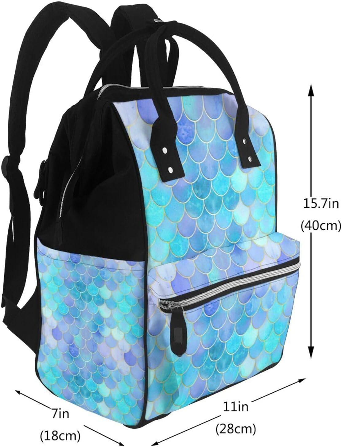 Elegant Gold Mermaid Scale Print Mummy backpack Large, Waterproof,Adjustable Straps for Outdoor Activities