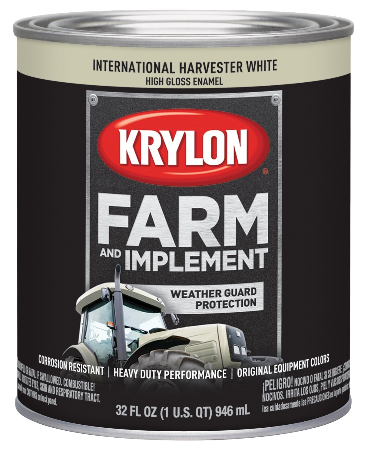 Krylon 2034 Farm &amp; Implement Brush, High Gloss, International Harvester White, 1 Quart Architectural Paints
