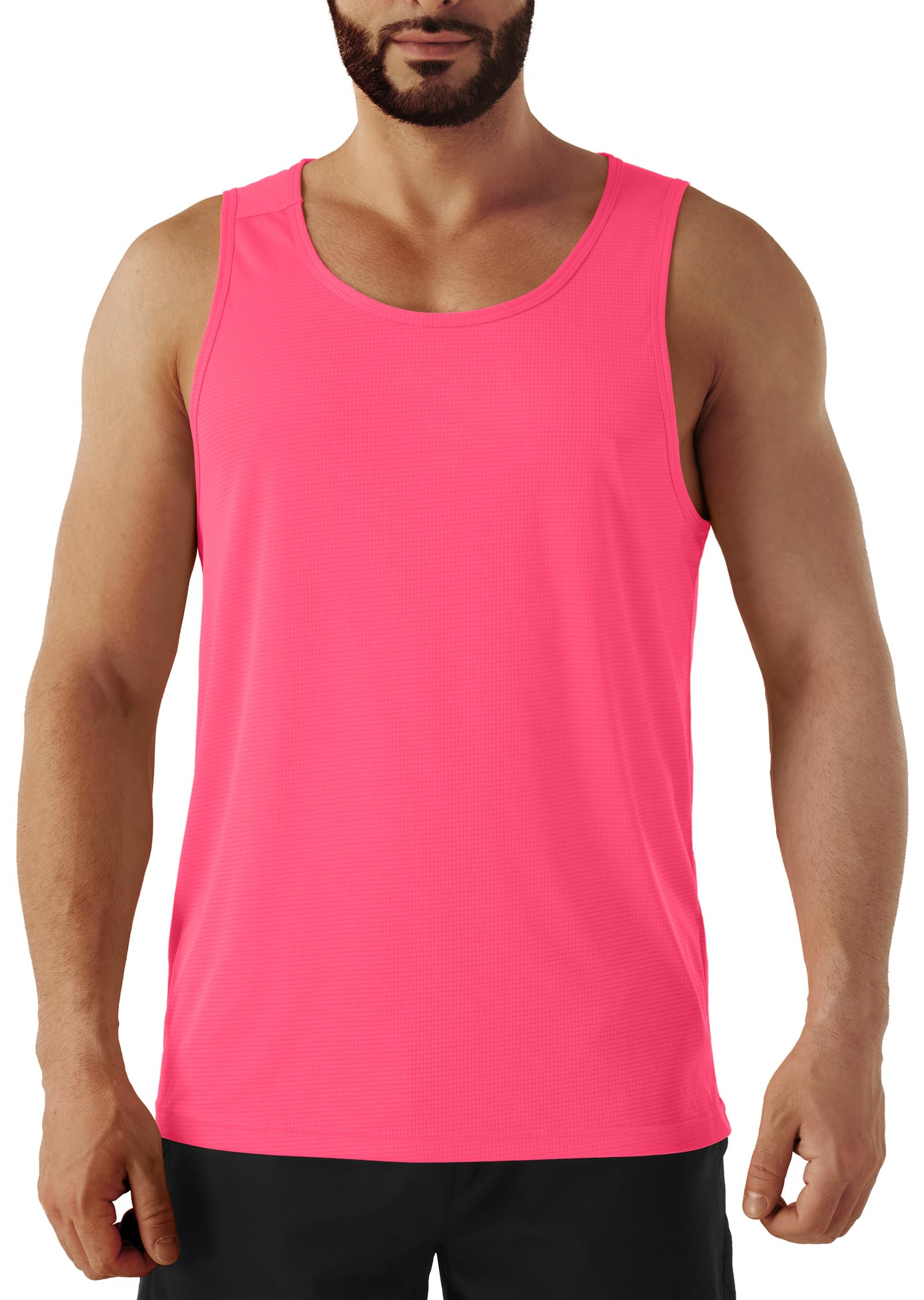 Men's Neon Swim Tank Tops Quick Dry Running Athletic Workout Gym Yoga Swimming Beach Marathon Muscle Sleeveless Shirts