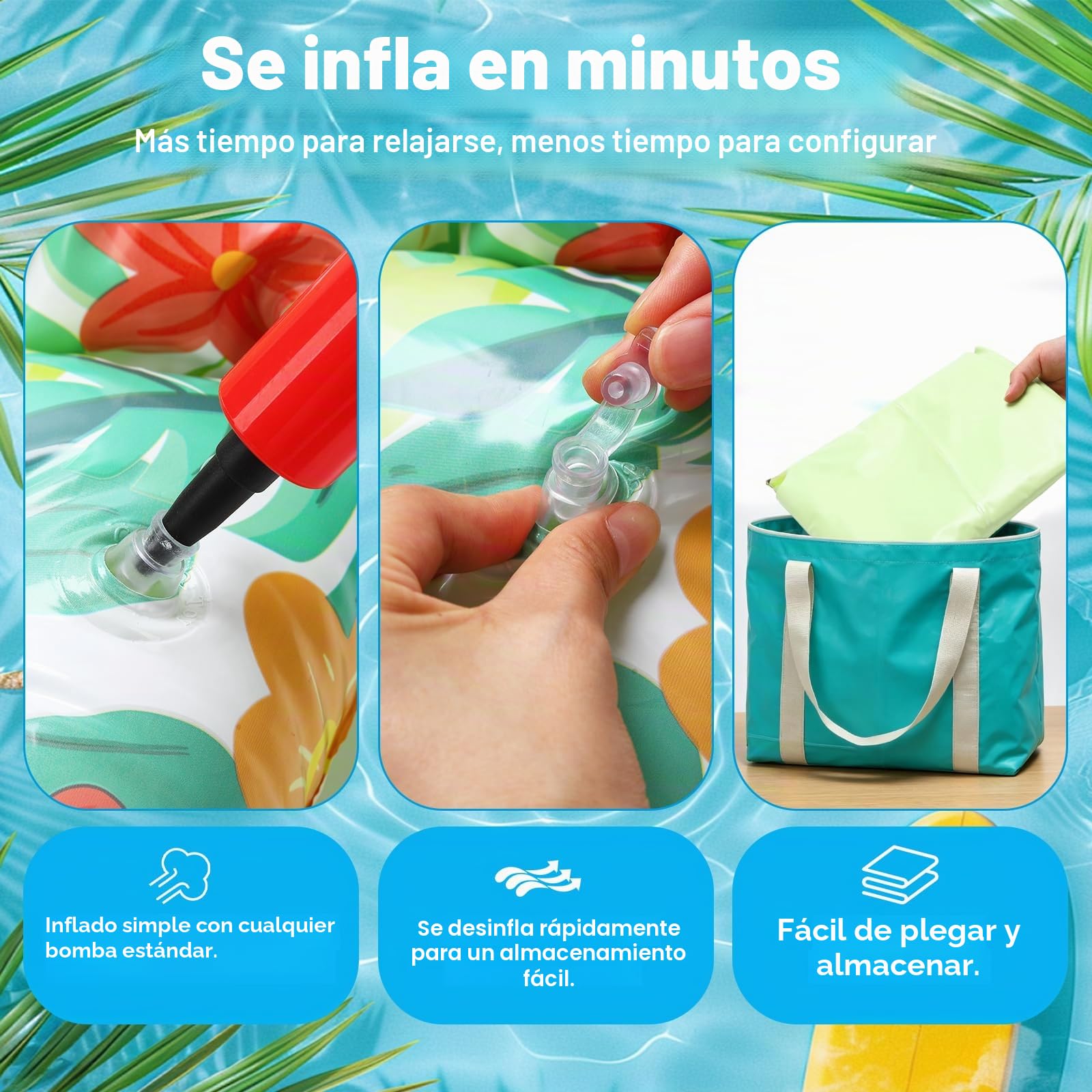 Colchón Hinchable de Playa con Agujeros, Flotador Piscina, Colchón Inflable para Piscina con Estructura de Malla, Flotadores Adultos Adecuado para Playas y Piscinas
