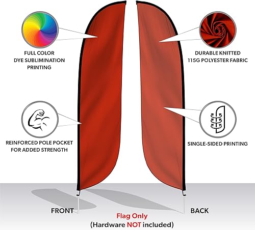 Miniatura 2 de LookOurWay Bandera de plumas de 12 pies con temática de color liso (hardware no incluido).