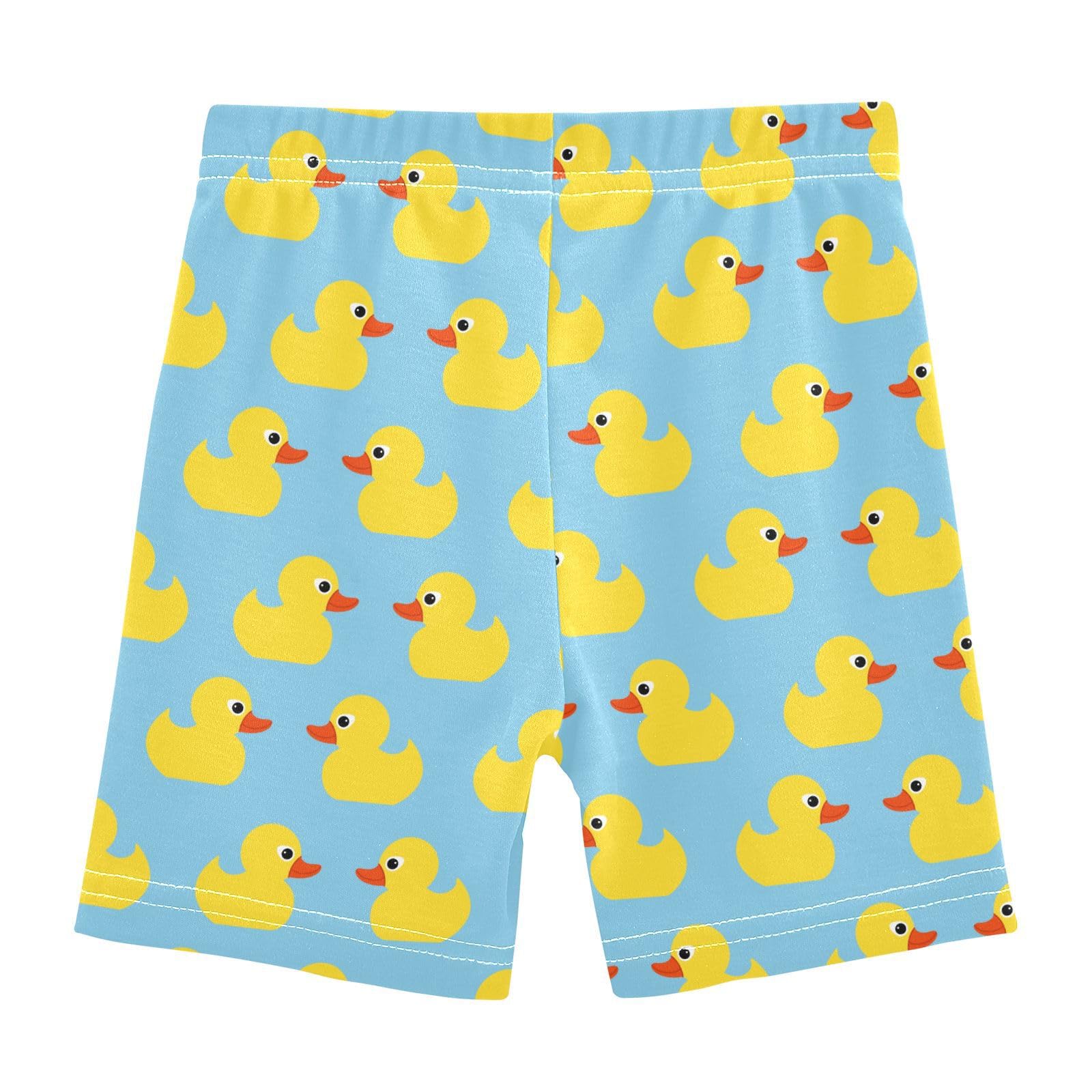JHKKU Girls Yellow Duck Shorts Cotton Cartwheel Bike Kids Biker Under Dress Dance Short Girl Clothes 10Y