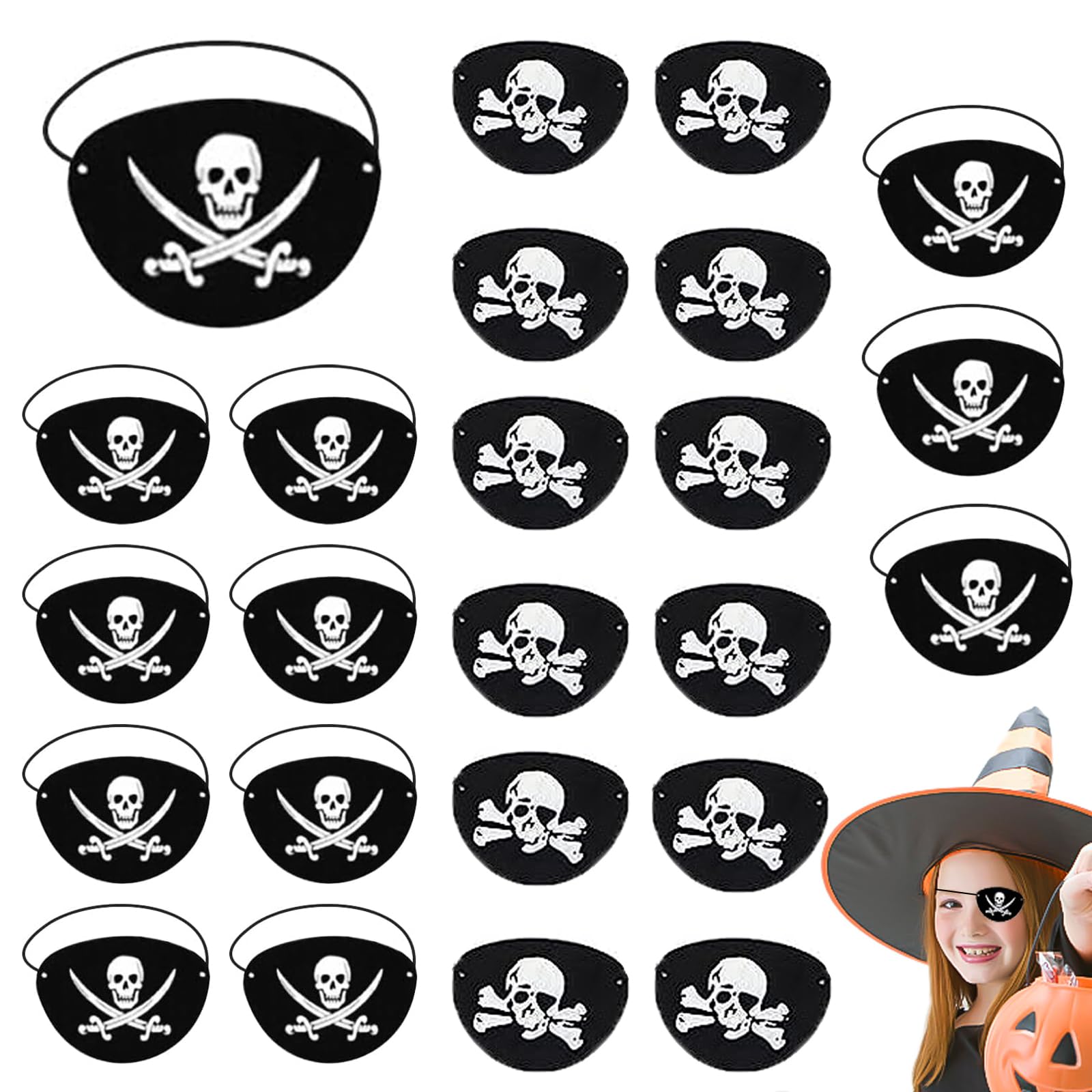 Benda per Occhio da Pirata, Bende in Feltro per Occhi da Pirata Bende Nere per Occhi da Pirata Bende per Un Occhio Festa di Halloween Puntelli di Prestazioni Natalizie(24 Pezzi)