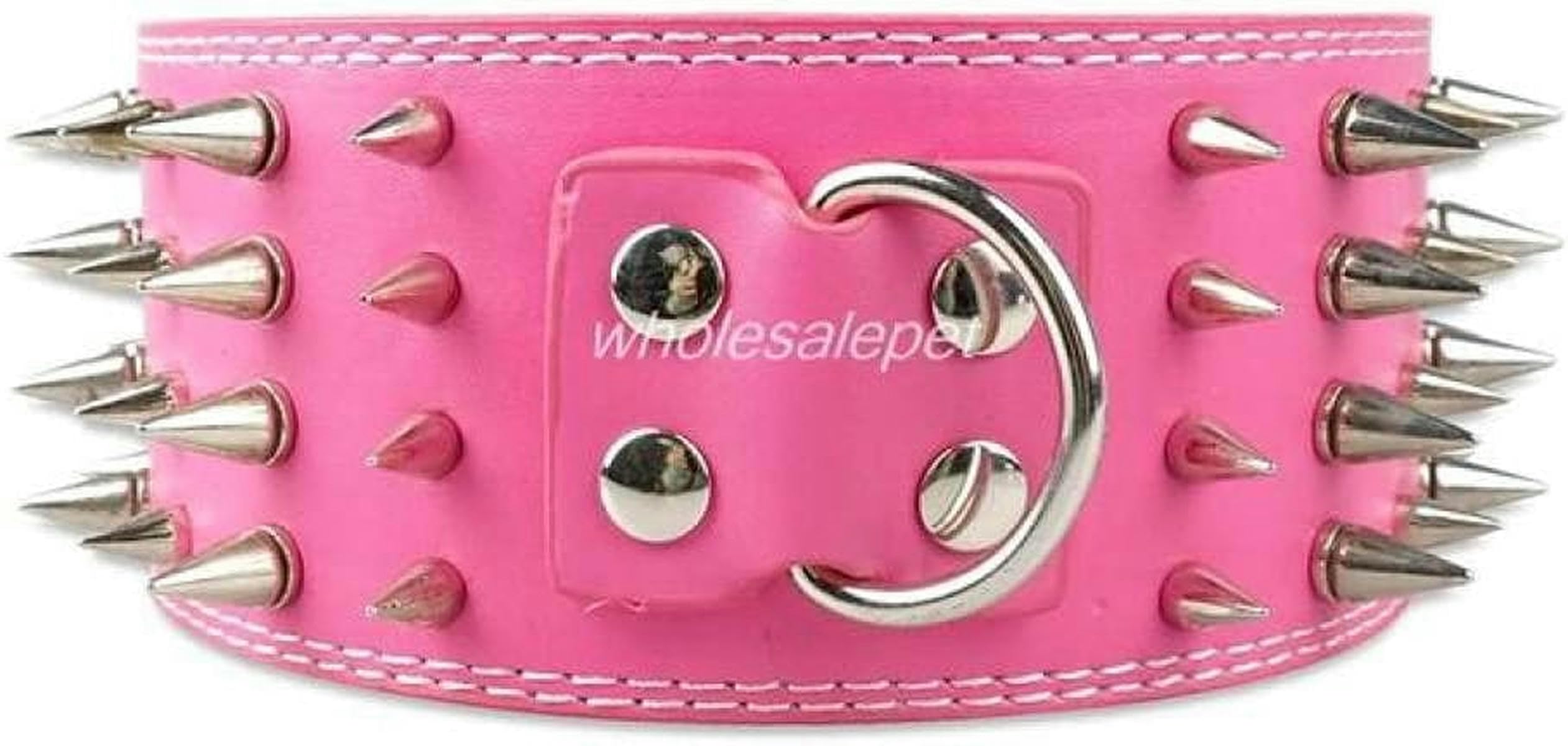 3 Zoll breites Hundehalsband aus Leder mit Spikes und Nieten für große Hunderassen, Größen ML XL, rot, L