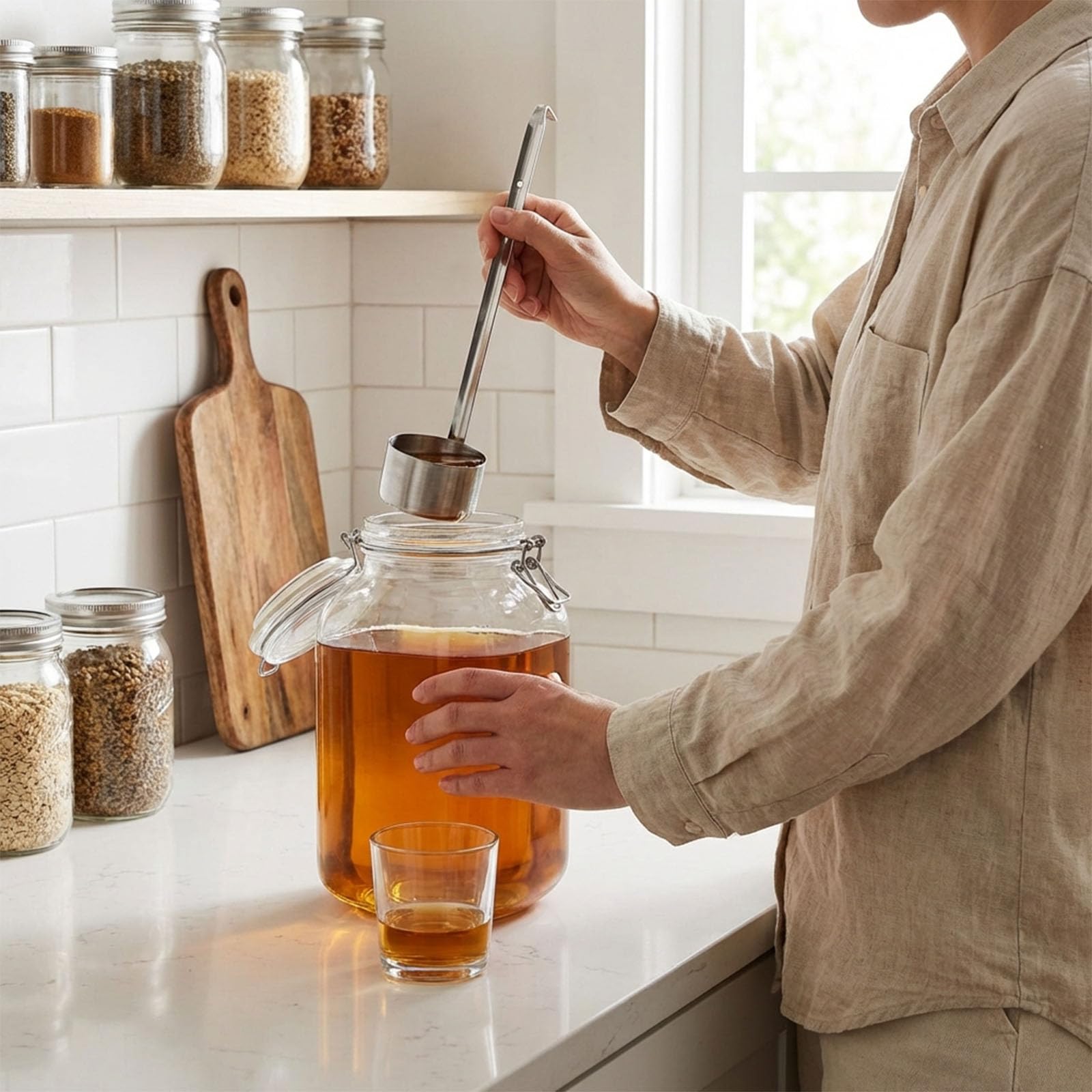 Cucchiaio Dosatore per Vino Mestolo per Vino In Acciaio Inossidabile Cucchiaio per Mestolo per Vino Cucchiaio per Versare La Birra con Gancio Mestolo 25ml/50ml/125ml/250ml/500ml(500ML)