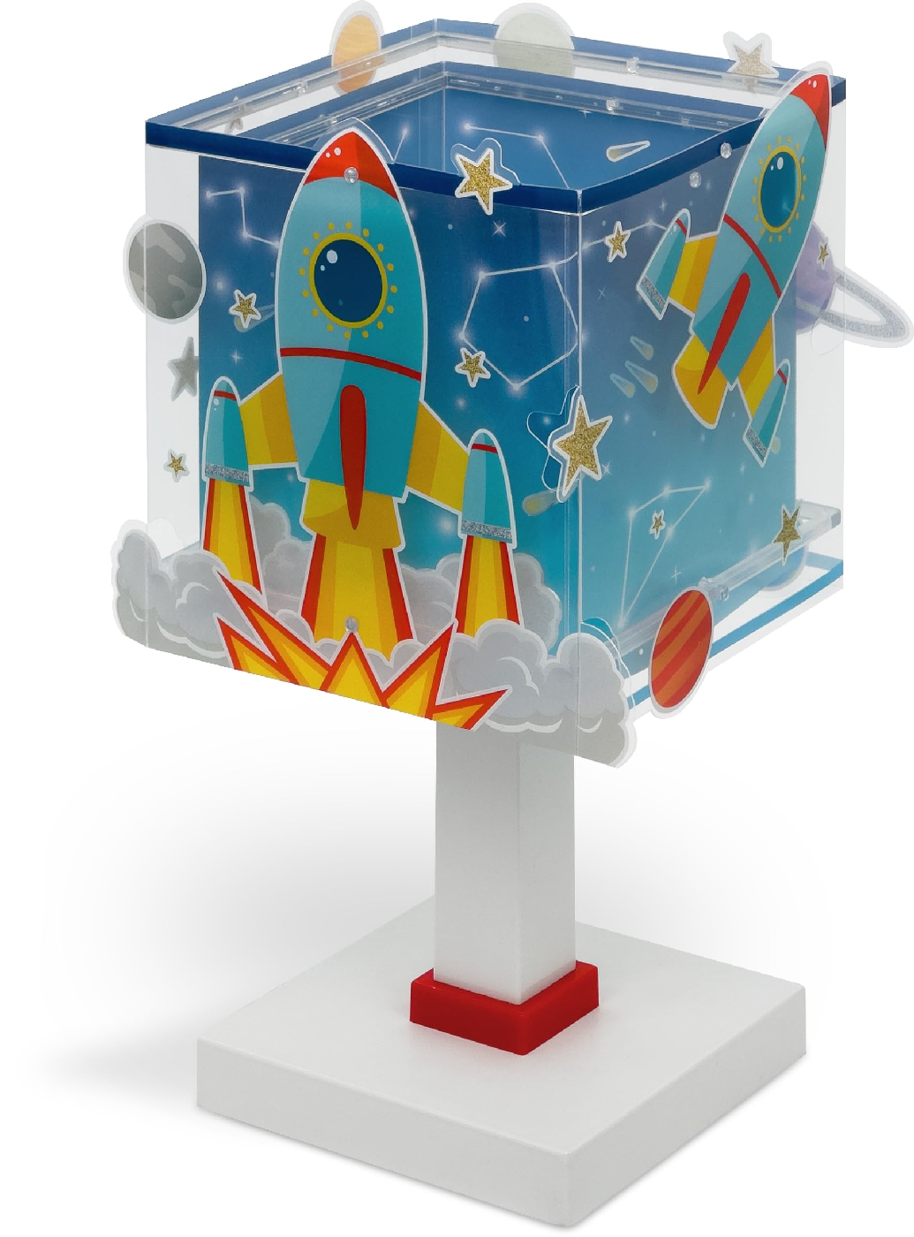 Dalber Lámpara Infantil de Mesilla Rocket Cohete 63351N G4 | Lámpara infantil de mesa o mesita; G4 4W LED - Bombilla incluida; Luz Quitamiedos