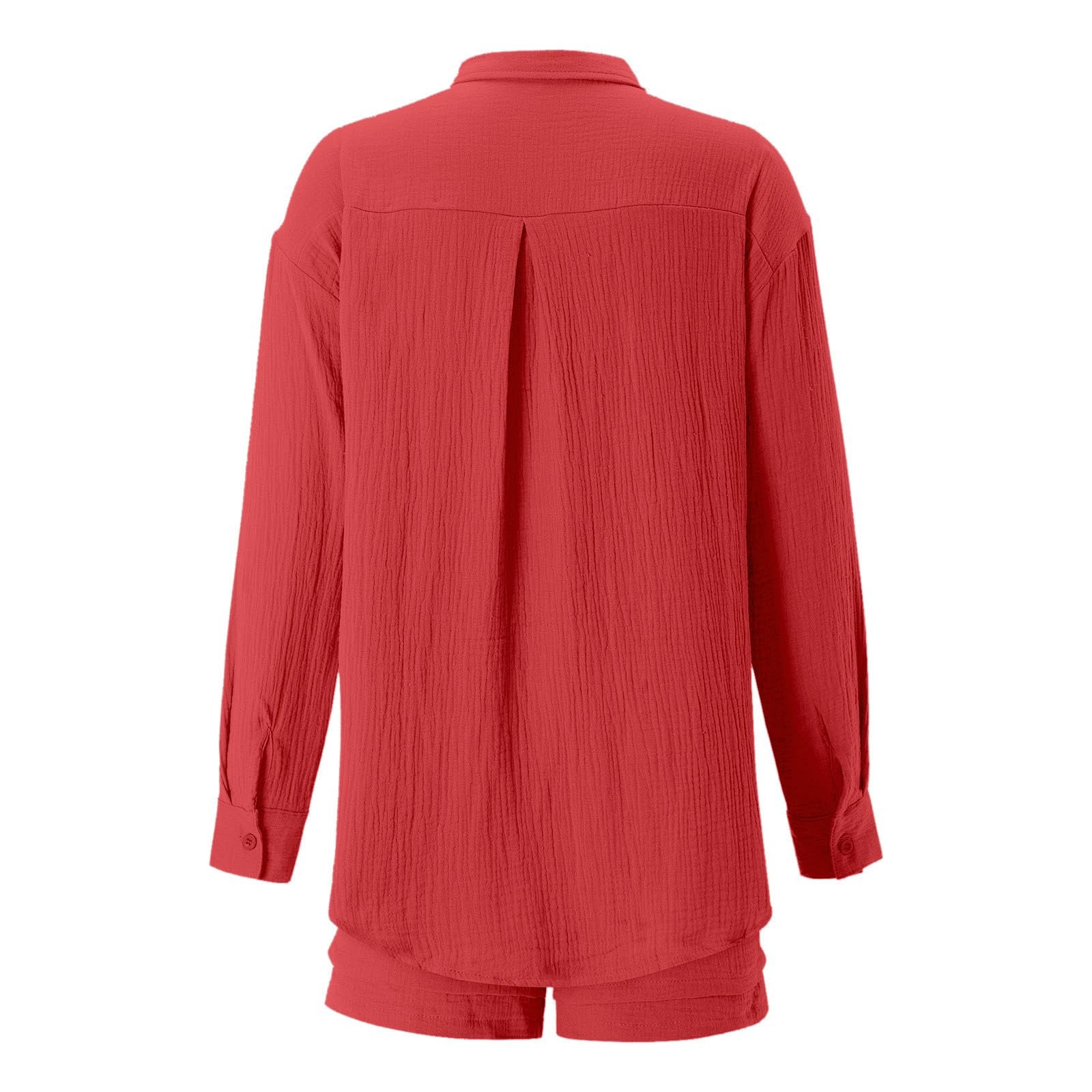 Generisch 2026 Chemisier élégant pour femme - Couleur unie - Plissé - Manches longues - Cordon de serrage haut - Grand ensemble de loisirs tendance