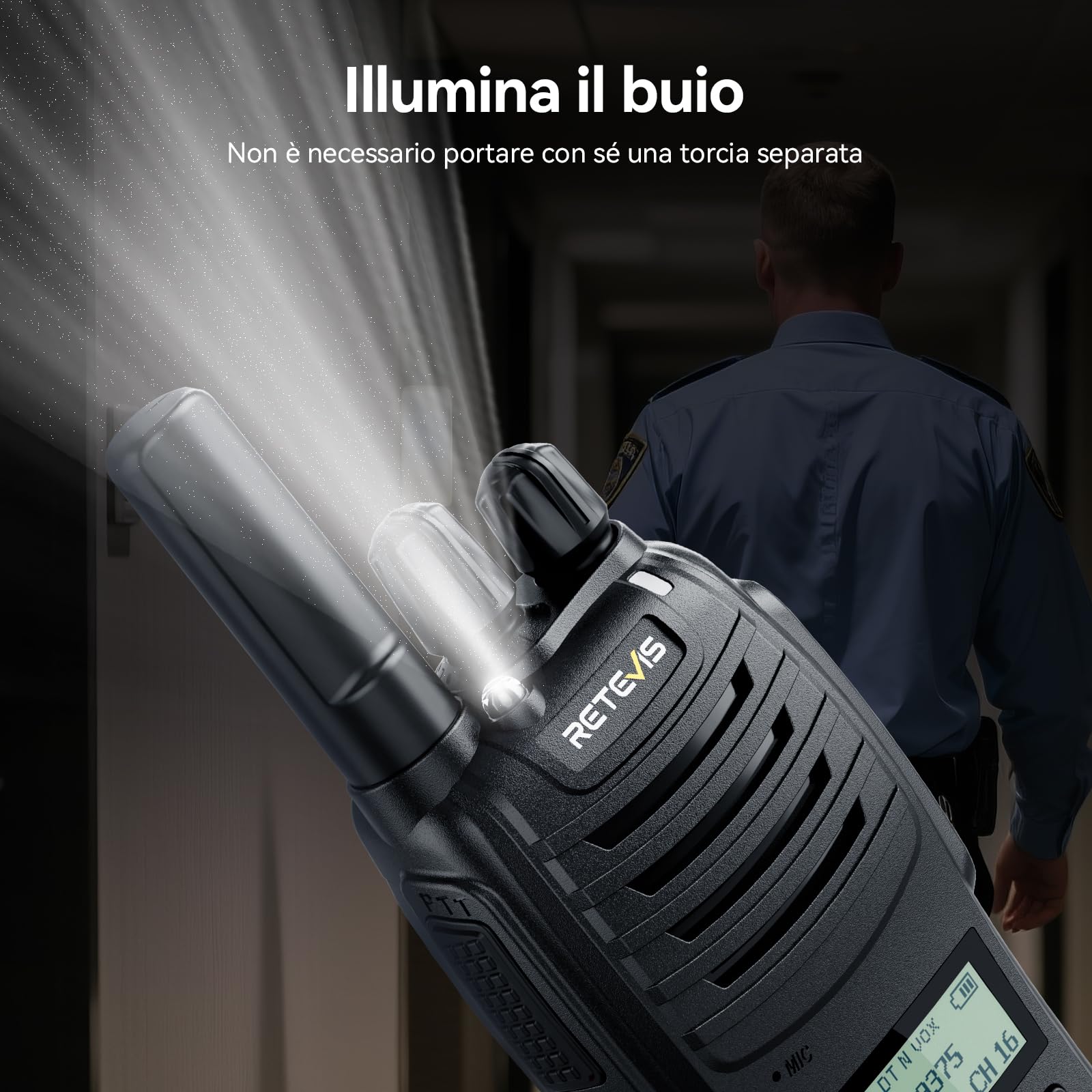 Retevis H777D Walkie Talkie PMR446, Ricetrasmittenti con Caricabatterie a 10 Vie, Display LCD, Wolky Toki Portatile con Auricolare per Sicurezza, Hotel (Confezione da 10)