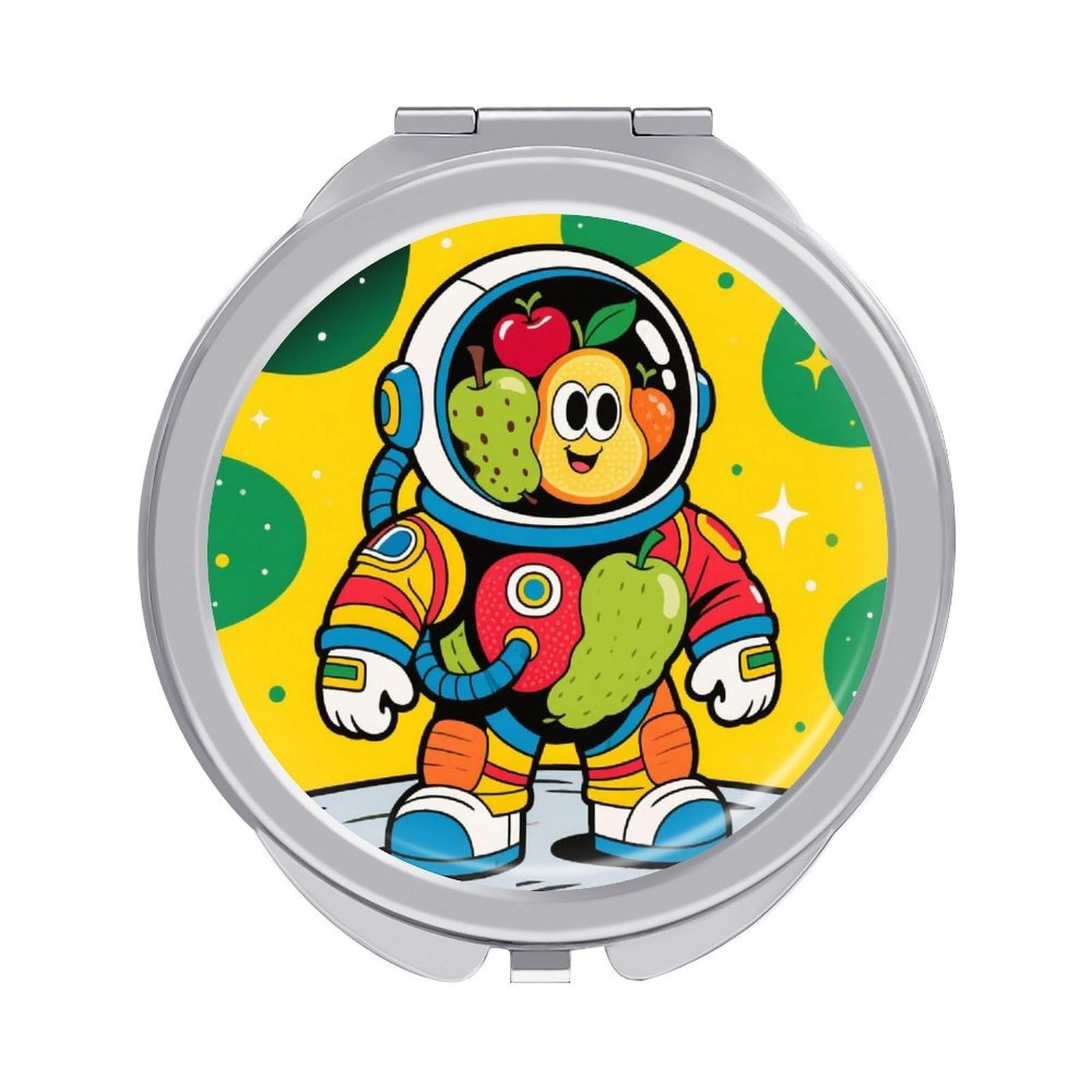 VstaDank Astronaut Makeup Mirror Beautiful Compact Makeup Mirror Silver Mirrors Surface Folding Makeups Lightweight Travel Makeups Mirrors for Suitable Handbag and Purses