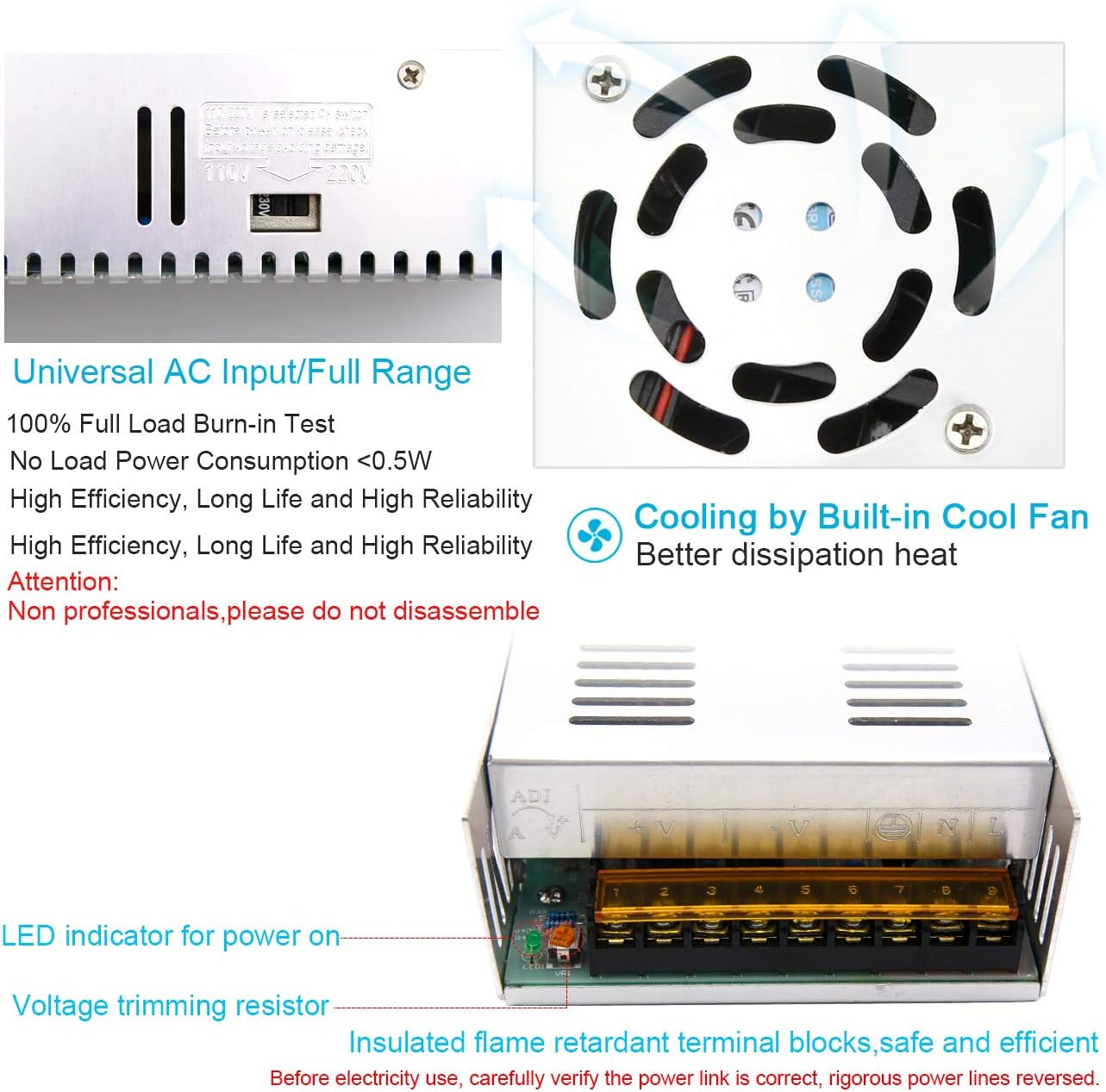 Up To 40% OFF EAGWELL 12V 30A Dc Universal Regulated Switching Power Supply 360W for 3D Printer , CCTV, Radio, Computer Project ,LED Lights