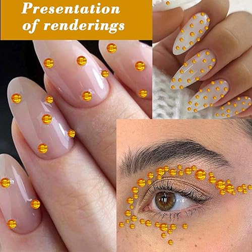 Miniatura 5 de 1792 calcomanías de gemas de perlas doradas autoadhesivas para el cabello, para maquillaje de ojos, uñas y cuerpo, joyas brillantes para arte,