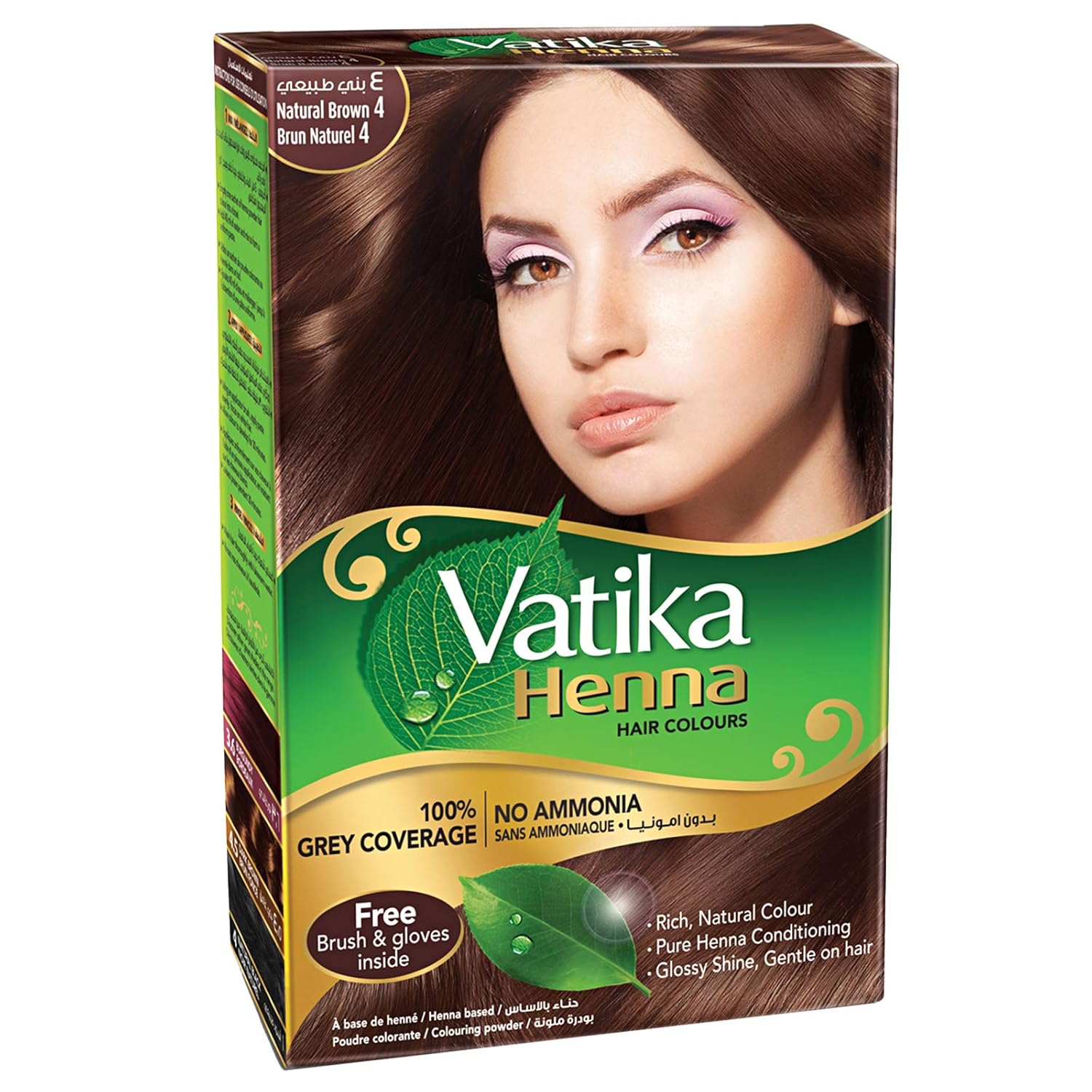 Vatika Naturals Permanent Hair Dye Dark Brown – Ammonia-Free With Natural Henna, Grey Coverage, Nourishing Herbal Blend, Long-Lasting Hair Color for Soft, Shiny Results – 18 Sachets X 10g (Pack of 3)