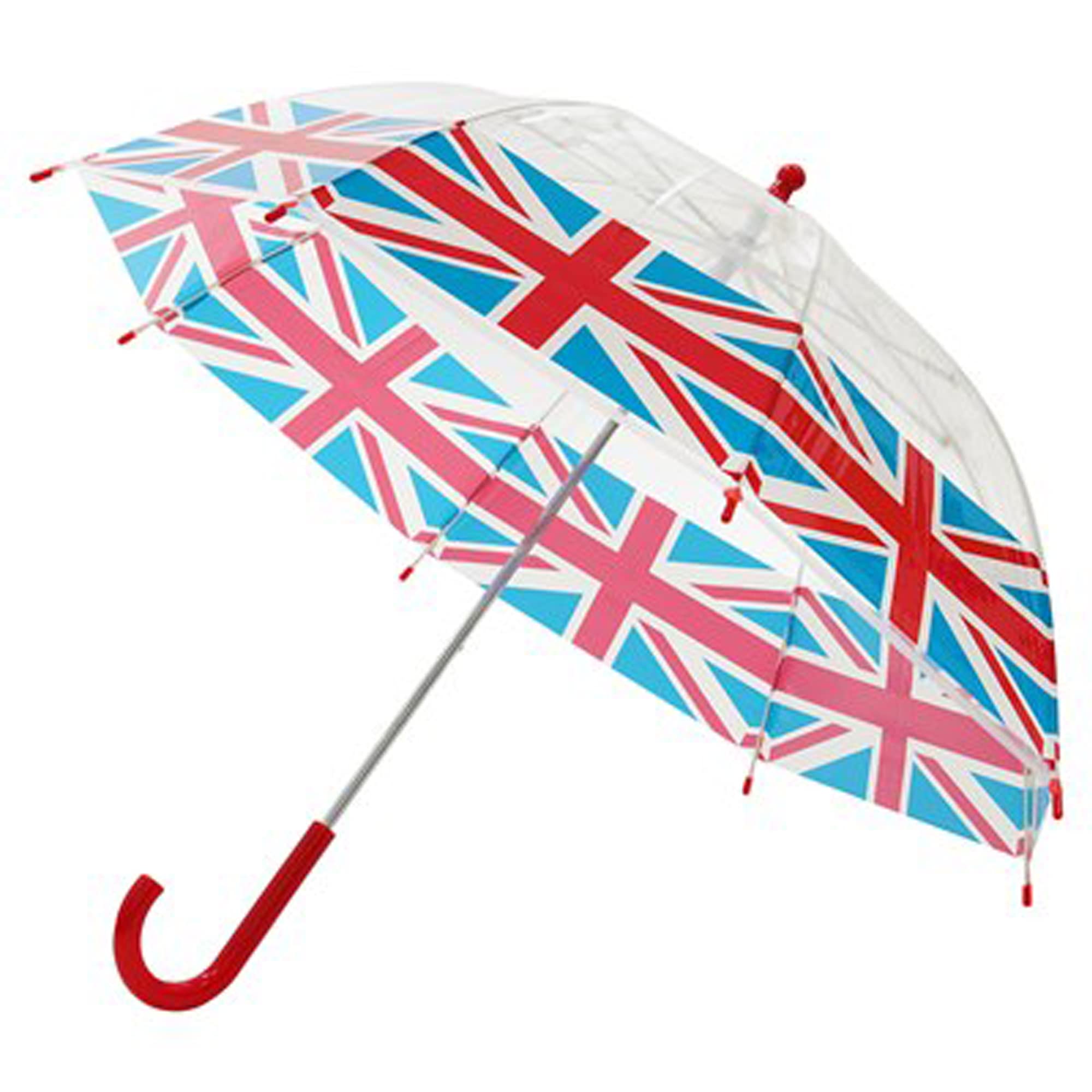 KAV Kids Transparent School Umbrella Boys and Girls - Sweet, Beautiful, Lightweight Design Dome Parasol for Your Child (Poe Union Jack)