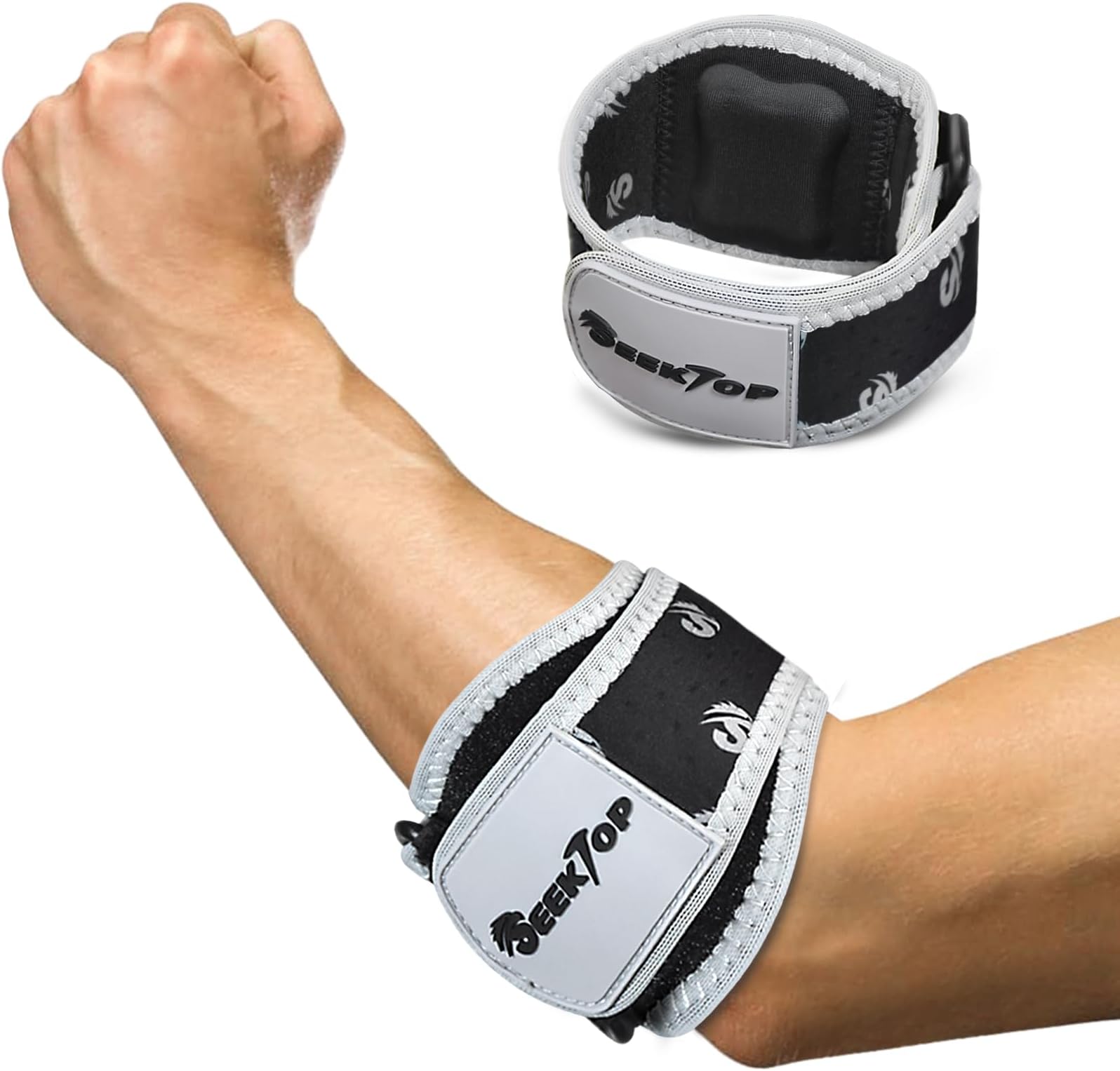 SeektopTennis Elbow Brace for Tendonitis and Tennis Elbow for Women Men, 3D Air Cushion Paded for Golfers Elbow Relief, Adjustable Elbow Support Strap for Work Sport Injuries Recovery