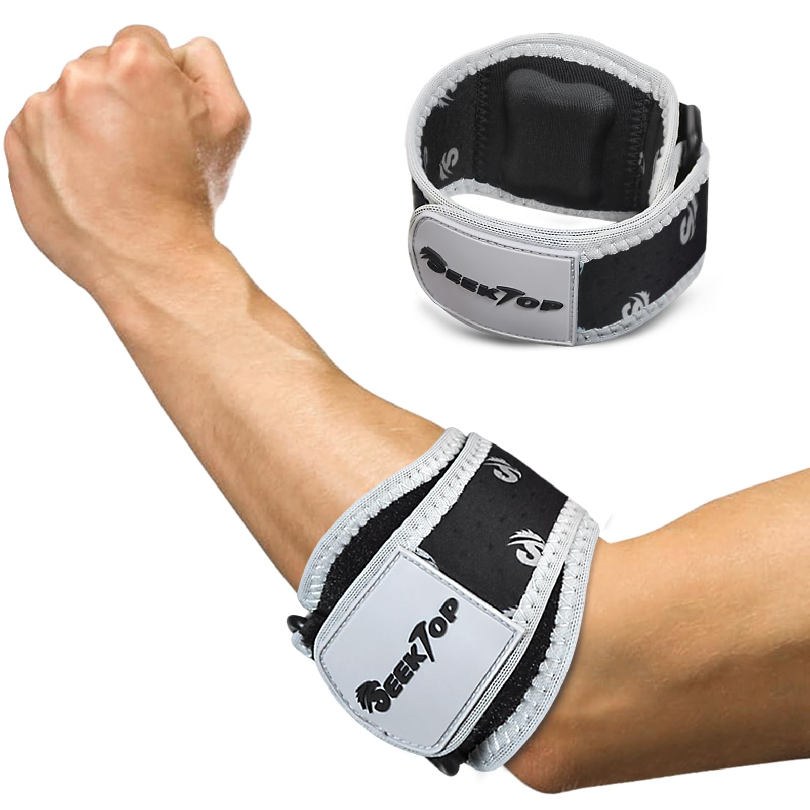 SeektopTennis Elbow Brace for Tendonitis and Tennis Elbow for Women Men, 3D Air Cushion Paded for Golfers Elbow Relief, Adjustable Elbow Support Strap for Work Sport Injuries Recovery