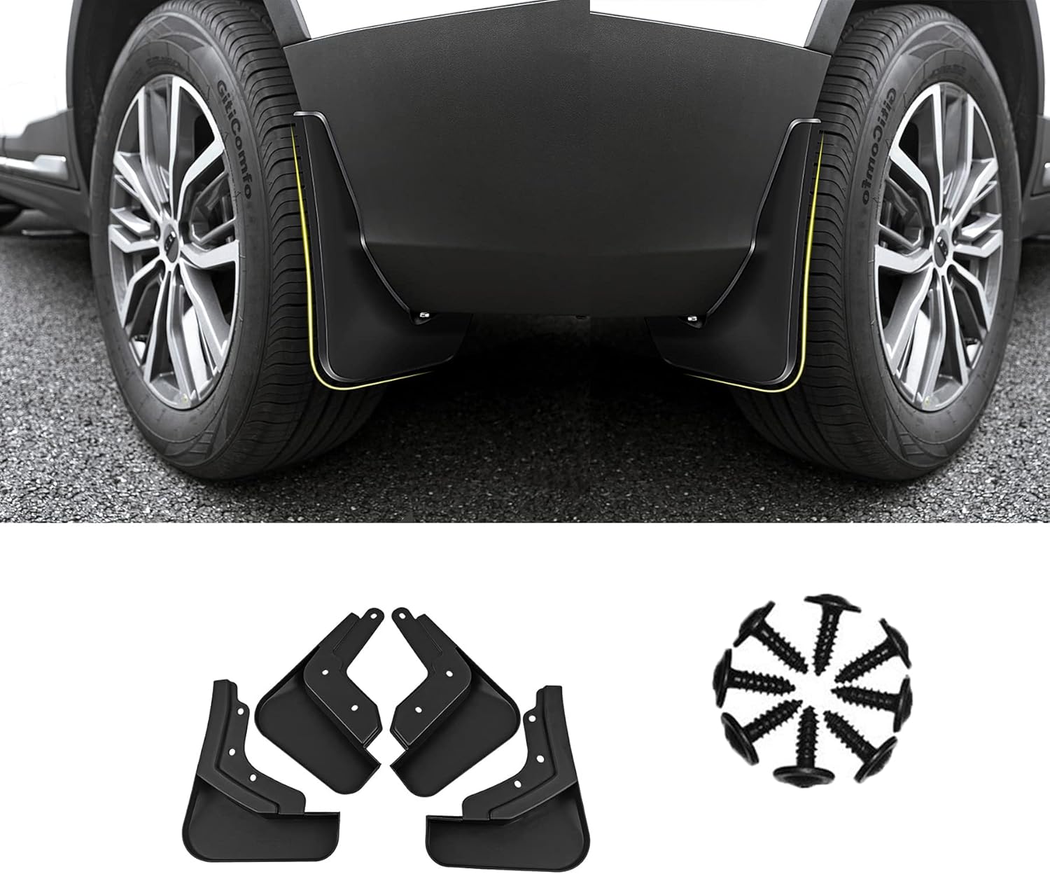 Car Mud Guards Flaps Splash Accessories for Polestar 2, Auto Parts Front Rear Mudguard Fender 4PCS Mounting Screws Set