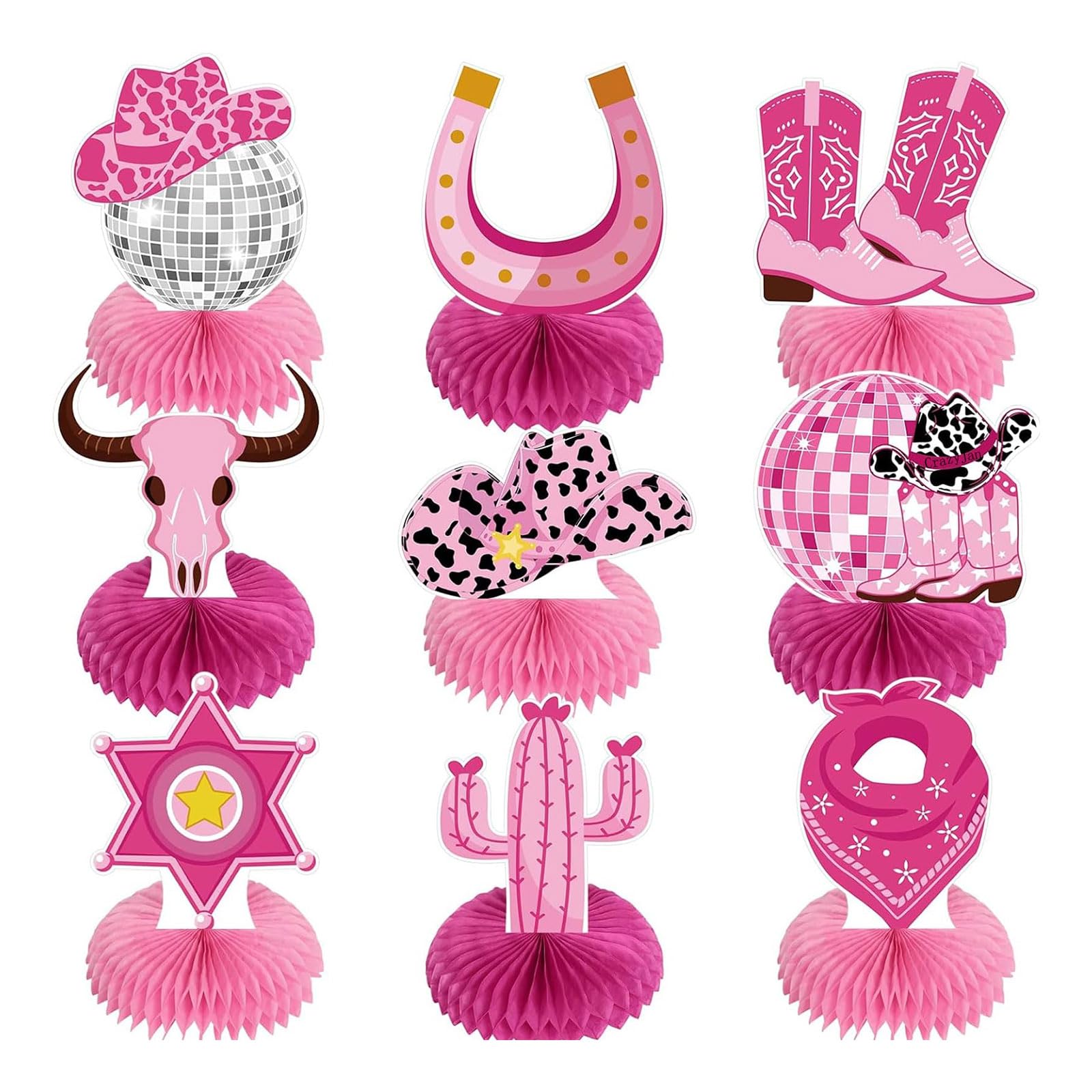 Bubaxuce Western Cowgirl Party Decorations Let Us Go Girls Cowgirl Bachelorette Celebration Adornments Cowgirl Honeycomb Table Ornaments For Final Night