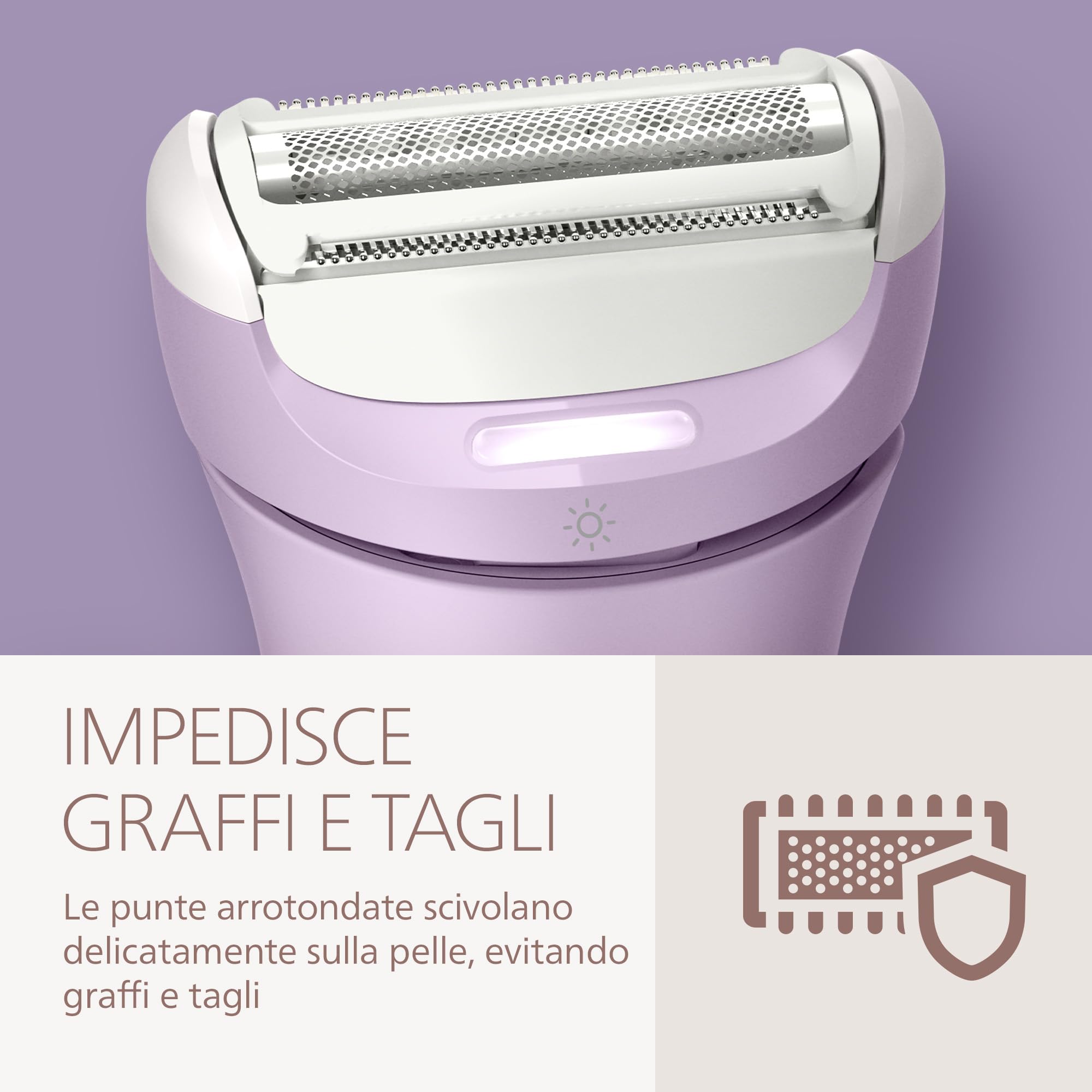 Philips Lady Shaver Serie 8000 - Rasoio senza filo, Wet & Dry, sistema di rasatura a 3 lame, testina di rasatura flessibile, luce LED, per corpo, gambe e zona bikini, modello BRL149/00