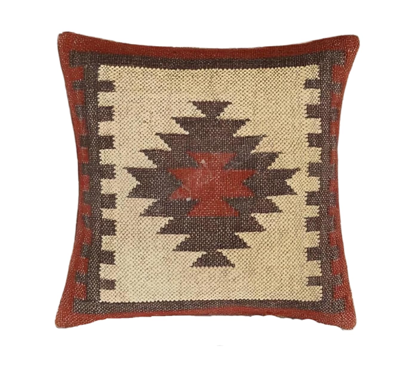 Housse de coussin Kilim tissée à la main en laine et jute de qualité