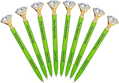 NGTSFLY 8 bolígrafos de diamante personalizados grabados con nombretexto personalizado, juego de bolígrafos de regalo para escribir, bolígrafos de