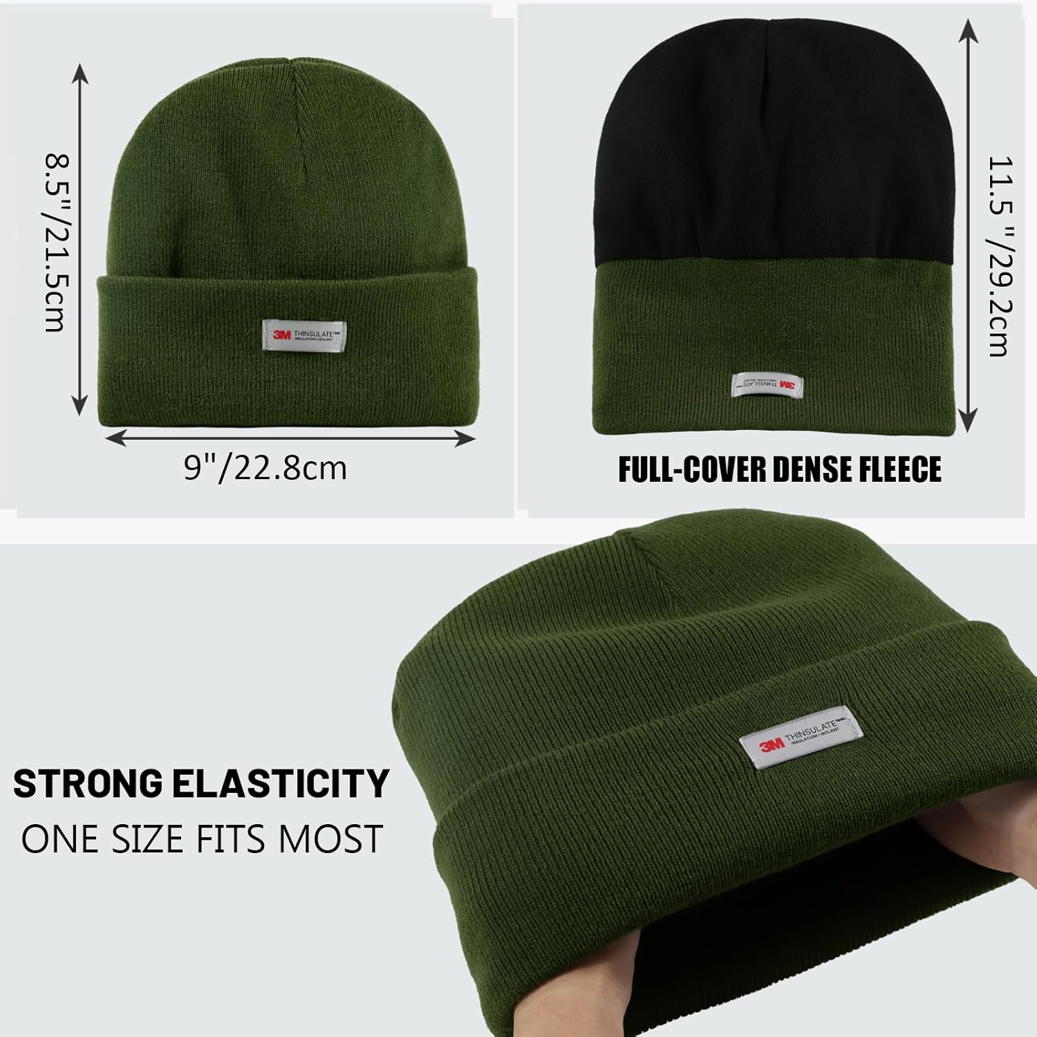 Waterproof Winter Fleece Lined Beanie Hat for Men Women Warm Knit Cuffed Beanie Thick Skull Cap Unisex Windproof Watch Hat - Image 5