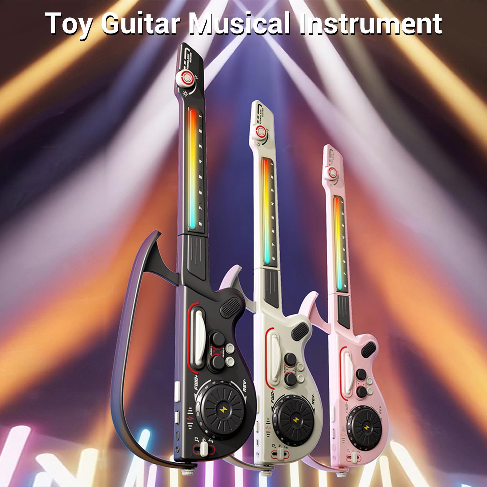 Strumento musicale giocattolo per chitarra per bambini con design pieghevole senza corde Bluetooth (Bianca)