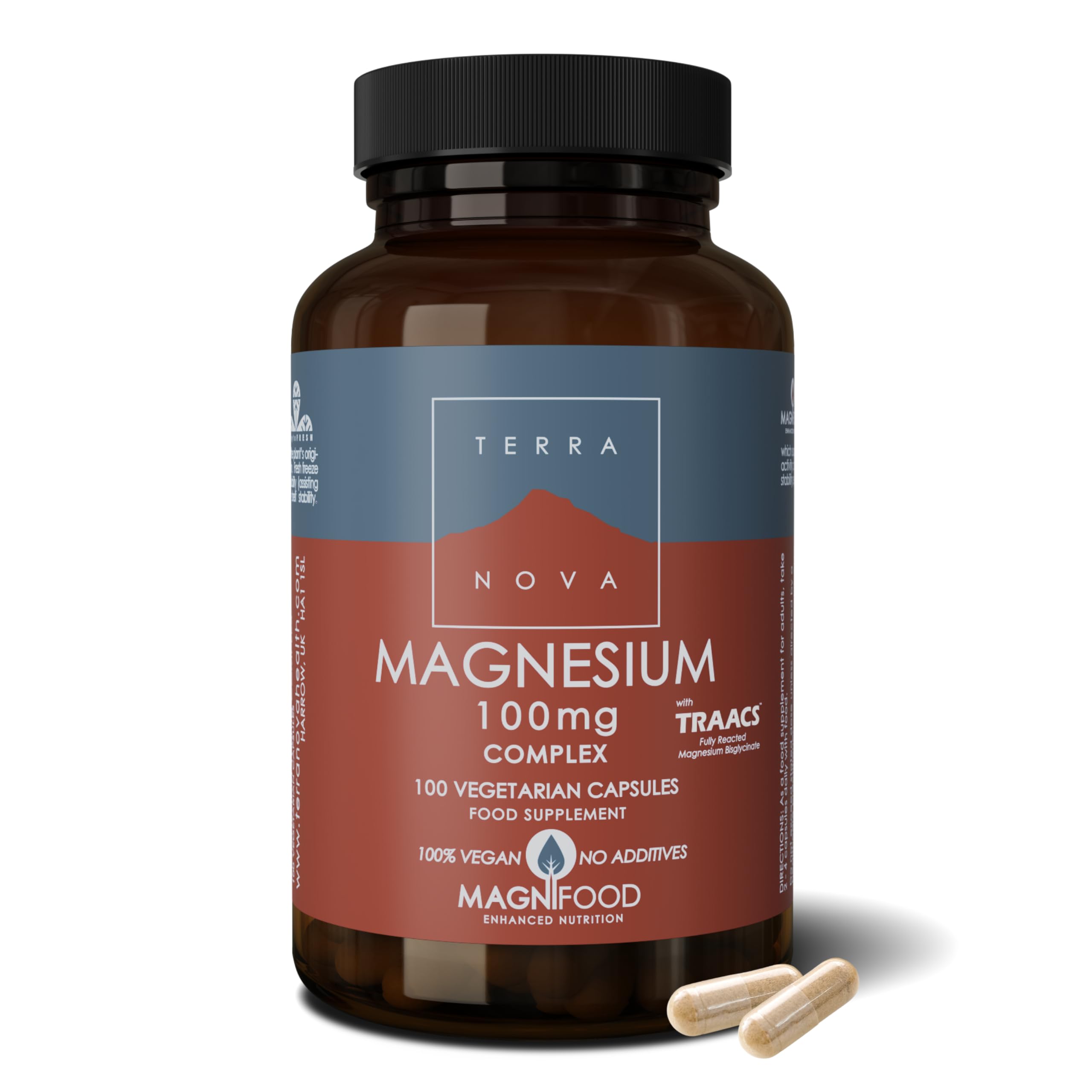 Terranova Magnesium 100mg Bisglycinate Chelate Complex Vegan 100 Capsules
