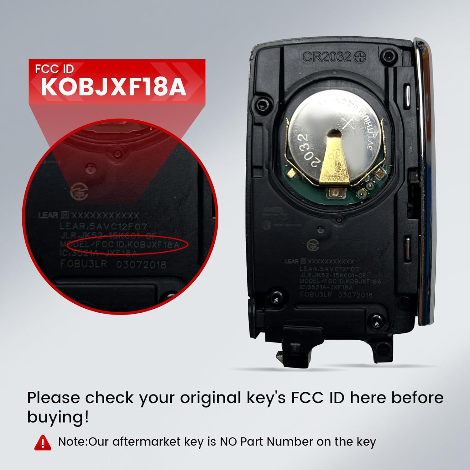 Beefunny Smart Remote Key Fob Replacement for Land Rover Discovery Range Rover Sport Evoque 2018 2019 2020 2021 2022 2023 Half Keyless Car Key 315Mhz FCC ID: KOBJXF18A, P/N: JK52-15K601-xx - Image 4