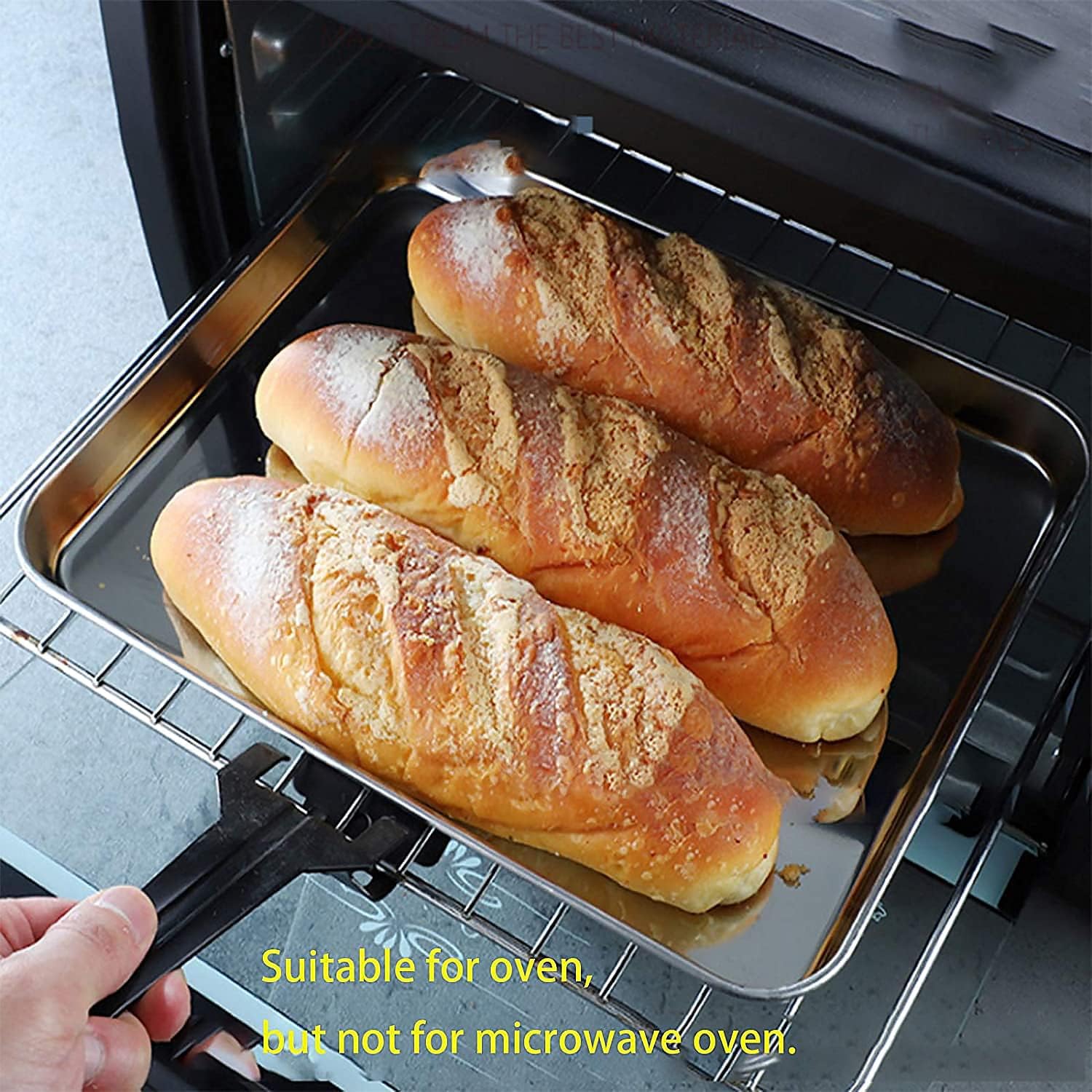 Sheet Pan,Cookie Sheet,Heavy Duty Stainless Steel Baking Toaster Oven Jelly Roll Deep Edge,Superior Mirror Finish, Dishwasher Safe (7.9 * 9.85 * 2 inches) - Image 9