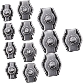 TEHAUX 12pcs Chuck Wire Kit Wire Cable Clips Wire Rope Locking Ornament Kits Cable Clamp Hardwares Parts Cable Clip Kits Single Line Silver Stainless Steel Lock Stainless Wire Rope Clip