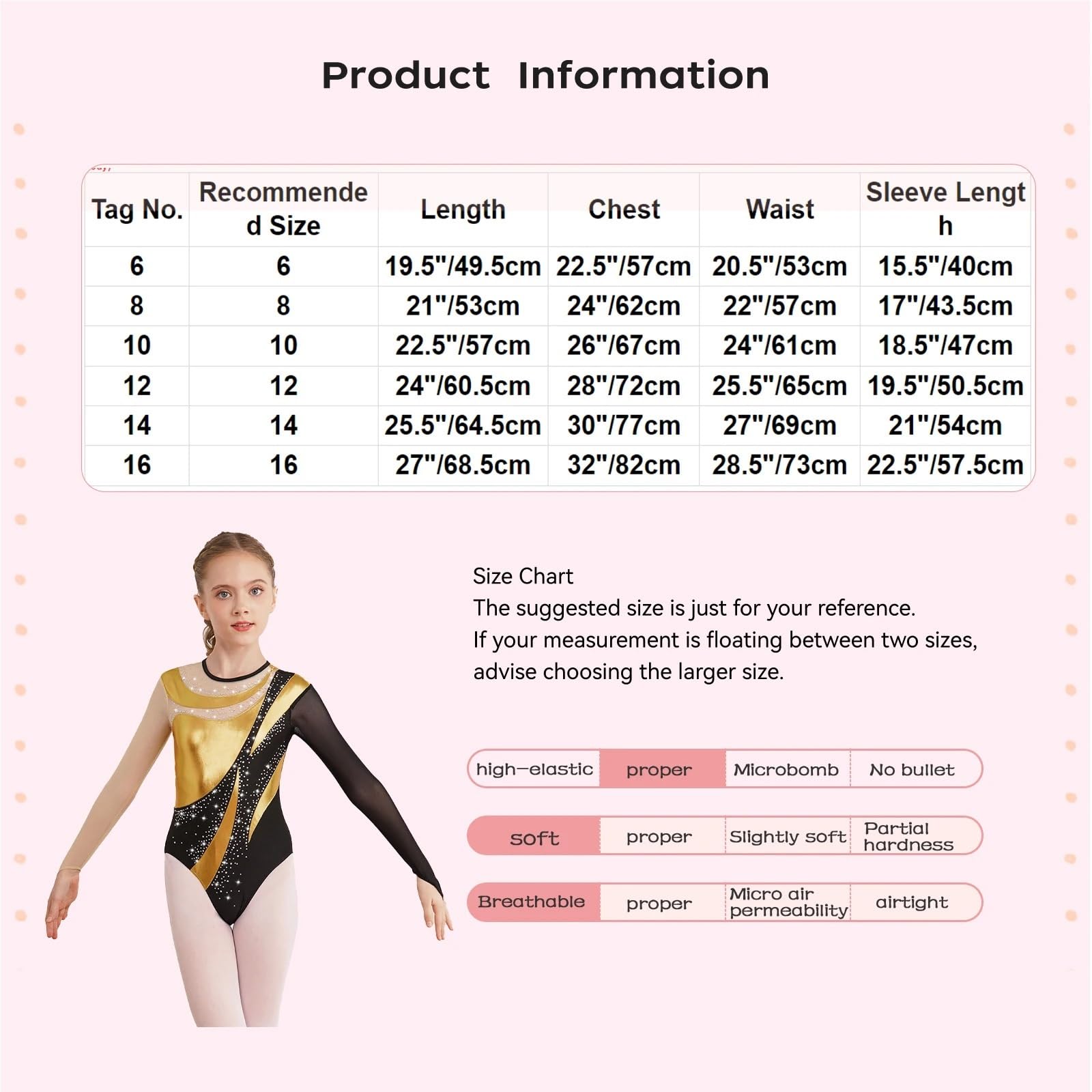 Maillot Gimnasia Ritmica Leotardos de Gimnasia for niñas, Mono de Ballet de Manga Larga de Malla bronceadora, Mono de Patinaje sobre Hielo con Contraste metálico(Gold,8)