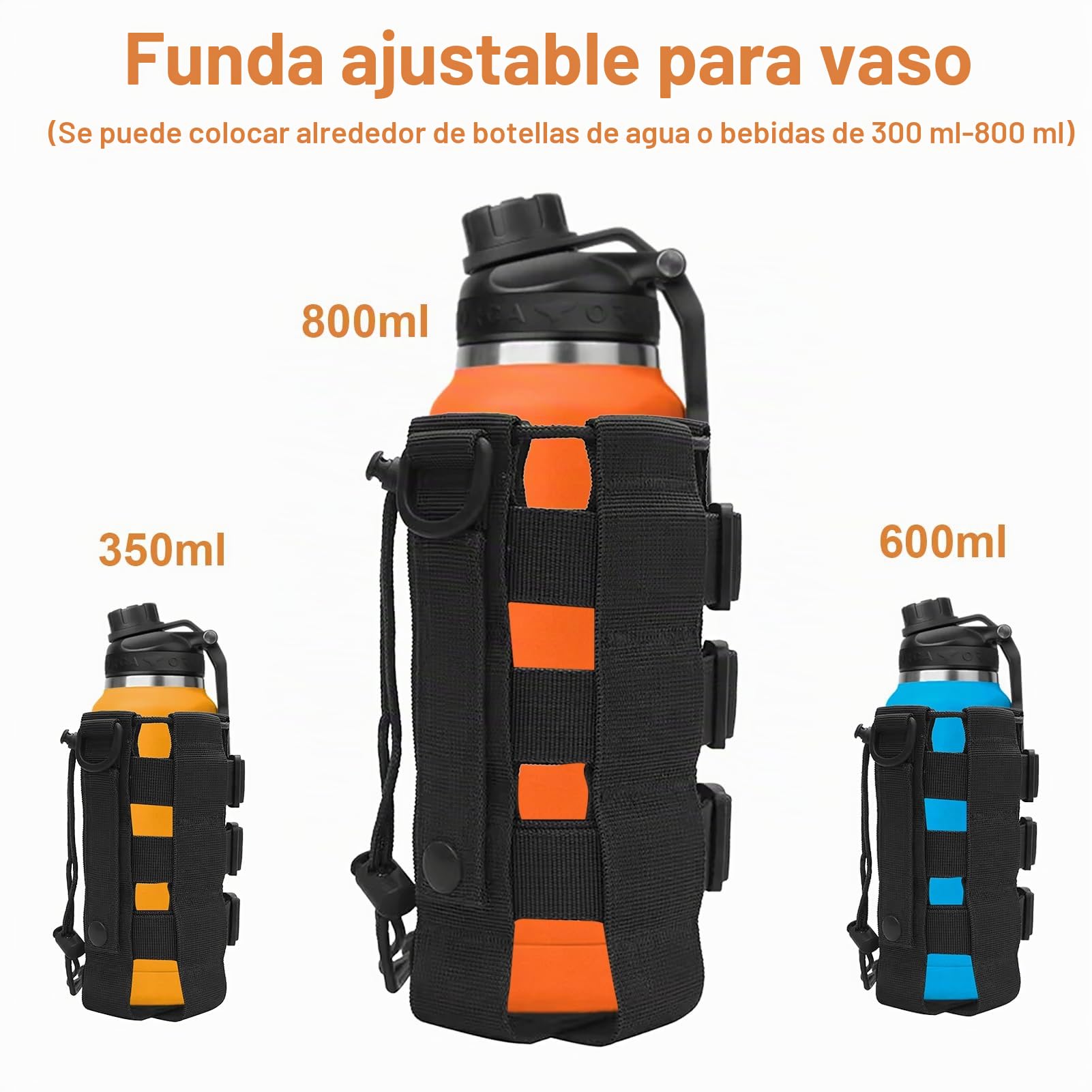 Bolsa Táctica Militar para Botella de Agua al Aire Libre，Soporte Ajustable Impermeable para Correr, Senderismo, Ciclismo, Camping