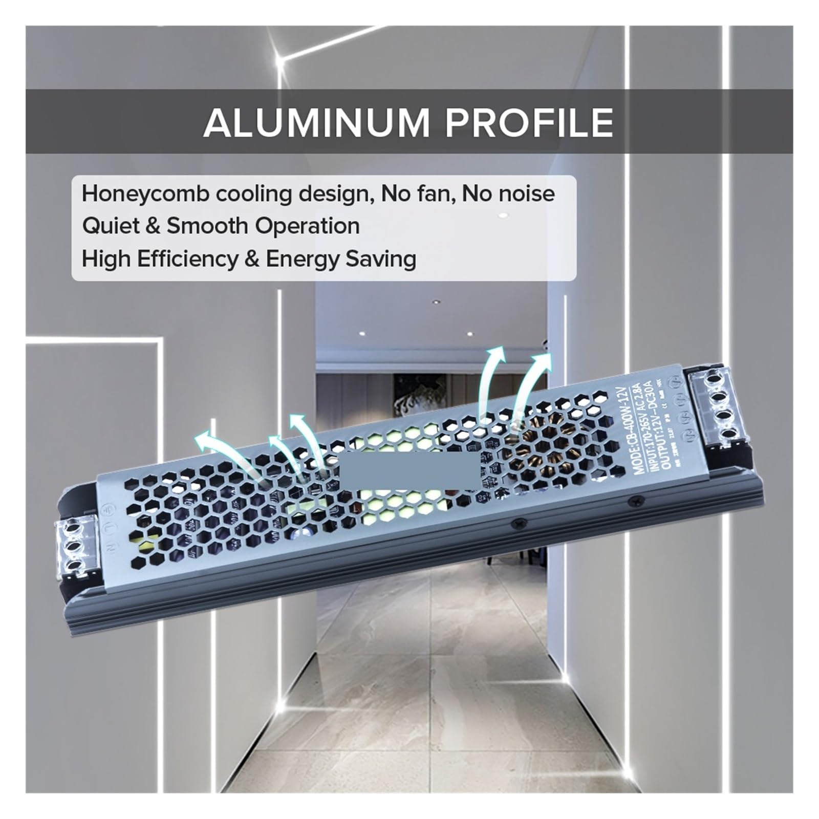 Ultra cienki zasilacz LED, transformatory oświetleniowe DC 12V 24V, 400W AC 170-265V sterownik do diod LED Strip Lights Bezpieczeństwo użytkownika(12V)