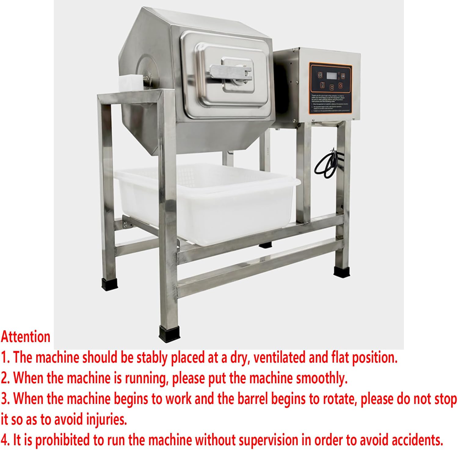 38L Hexagonal Stainless Steel Meat Vegetable Tumbler Marinator Rotatable Commercial Meat Curing Marinating Machine Electric Meat Tumbler Marinator 110V 200W