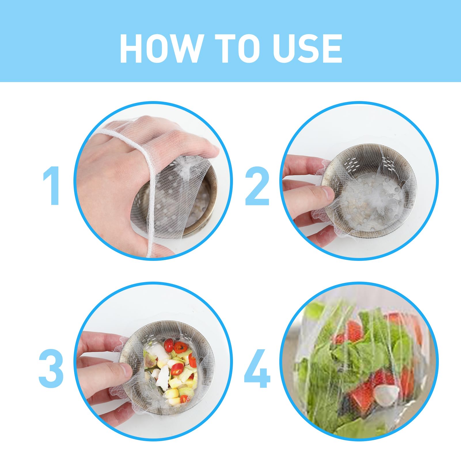 Sacchetti Filtro Lavello 200 Pezzi - Rete Antintasamento 11x11 Cm Per Cucina E Bagno - Foto 12