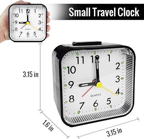 Miniatura 2 de Pequeño reloj despertador analógico de viaje, funciona con pilas, reloj de mesa de escritorio para niños, relojes despertadores más silenciosos