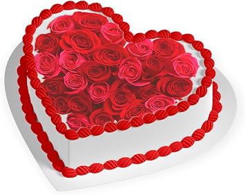 7.5 Inch Edible Cake Topper Red Roses Cute Love Heart Inspired Birthday Party Collection of Edible Cake Decorations