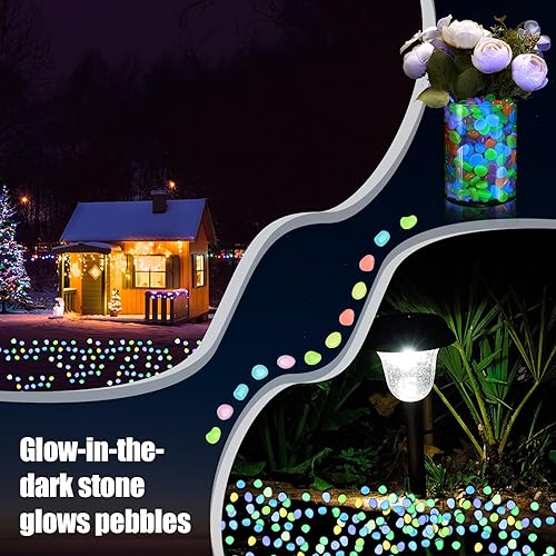 Miniatura 6 de 6000 piezas de rocas que brillan en la oscuridad, piedras que brillan en la oscuridad, piedras brillantes para decoración al aire libre, piedras