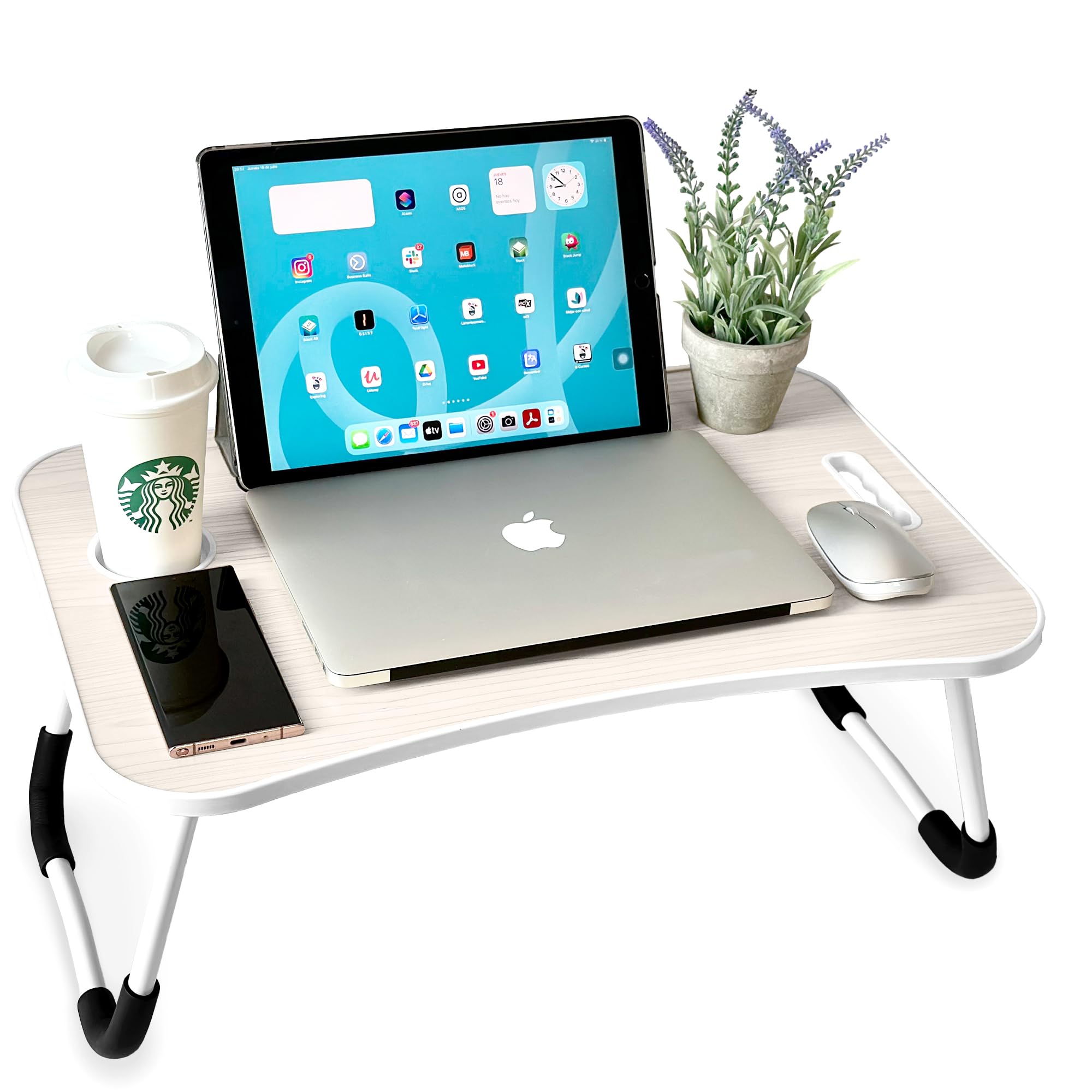 unycos - Mesa Plegable de Desayuno 60x40x26 cm, Blanco Hueso, sin Cajón